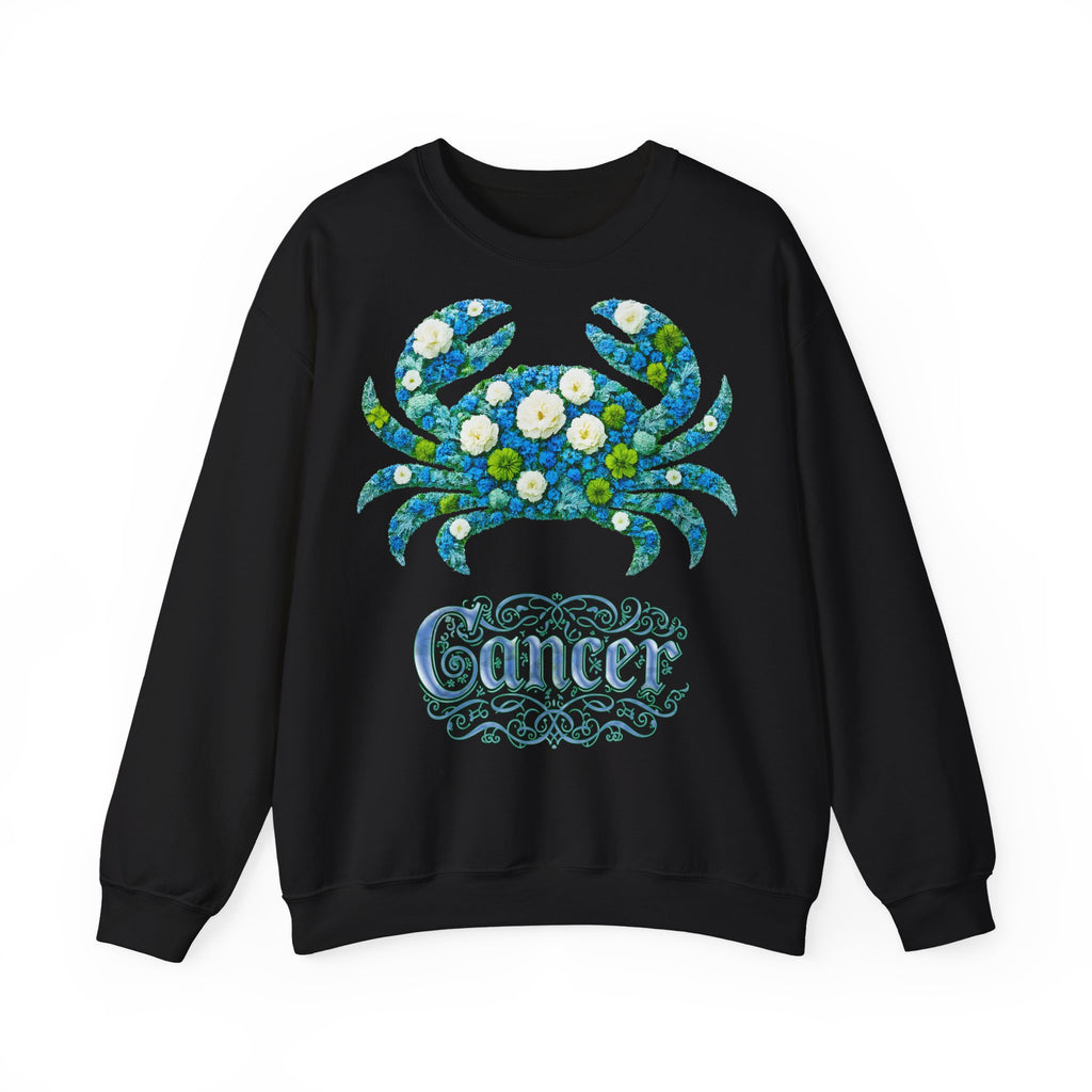 Krebs: Frontprint, Unisex Sweatshirt, florales Sternzeichen, Zodiac Astrologie (Cancer)