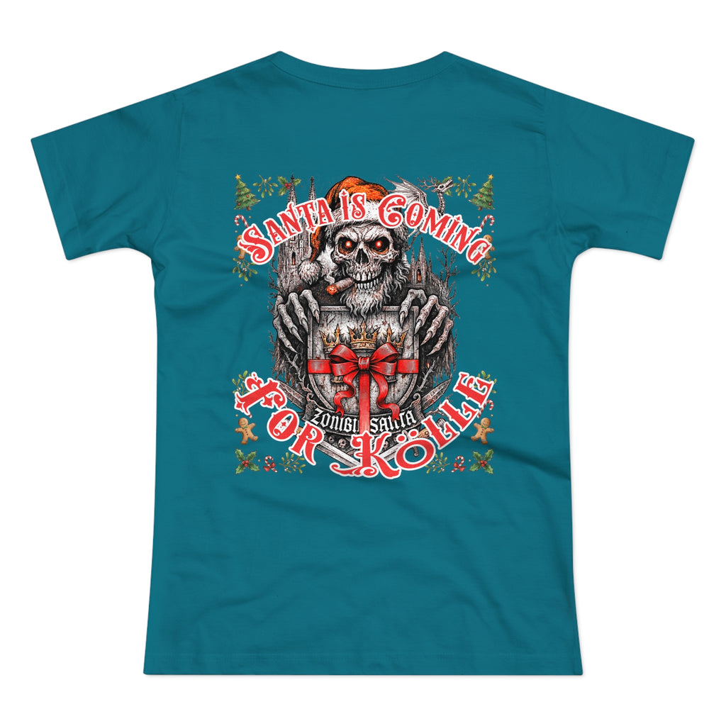 Santa Is Coming 4 Kölle: Front-/Backprint, Womens' T-Shirt