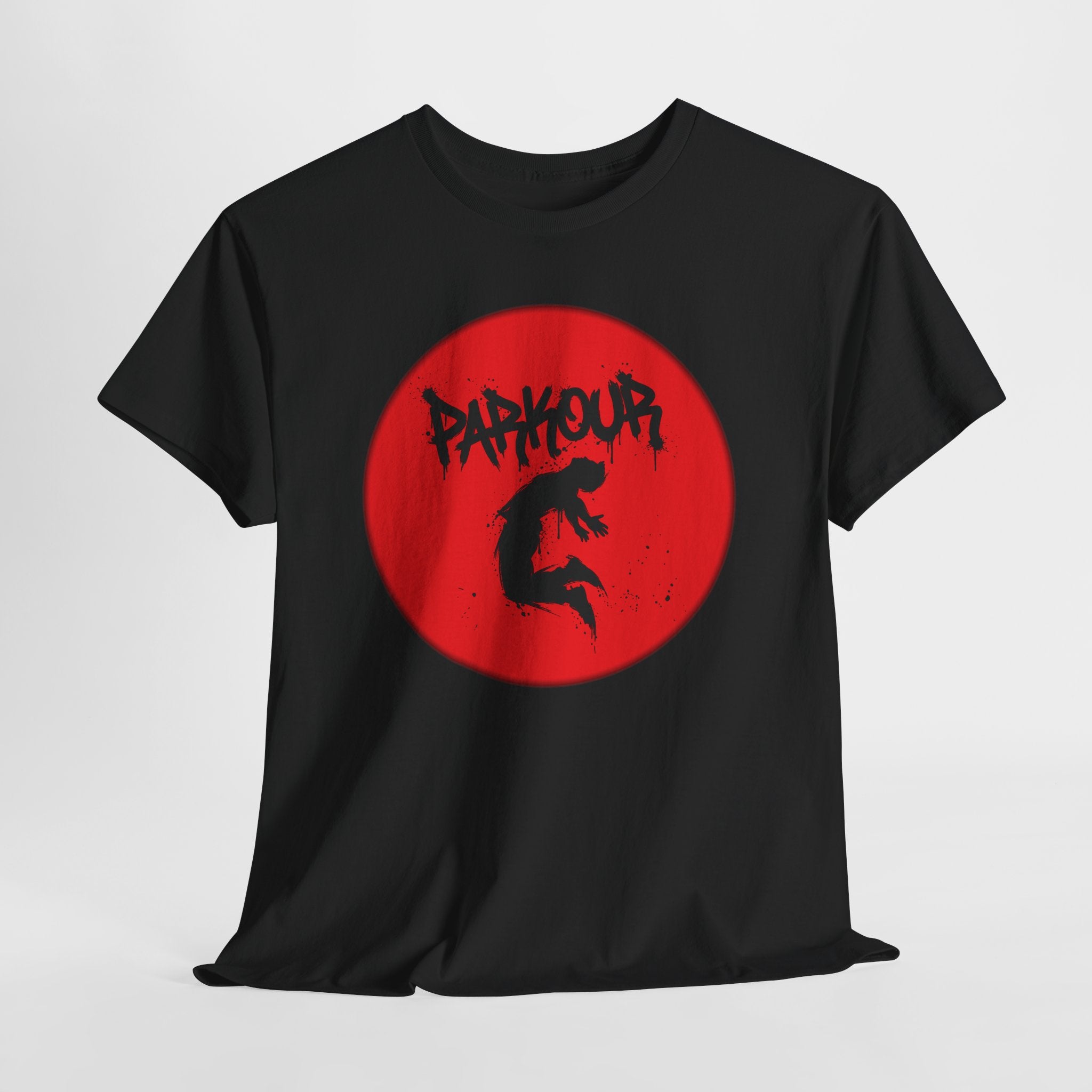 Parkour A: Frontprint, Unisex T-Shirt - Urban Stunt Silhouette Crewneck