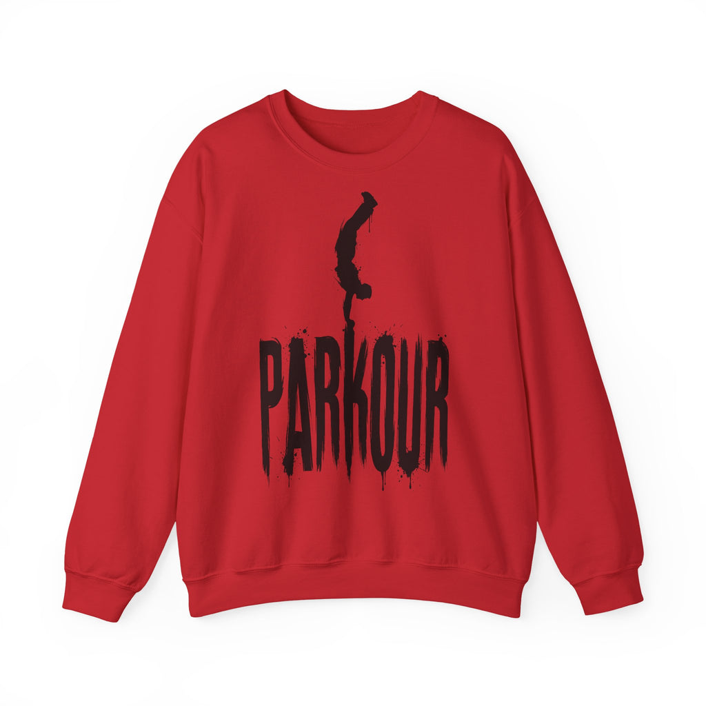 Parkour 03: Frontprint, Unisex Sweatshirt - Urban Stunt Silhouette Crewneck