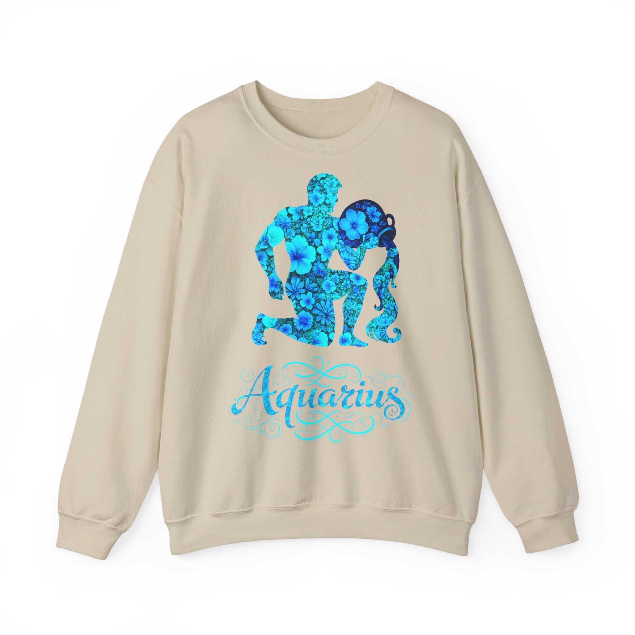 Wassermann: Frontprint, Unisex Sweatshirt, florales Sternzeichen, Astrologie Zodiac (Aquarius)