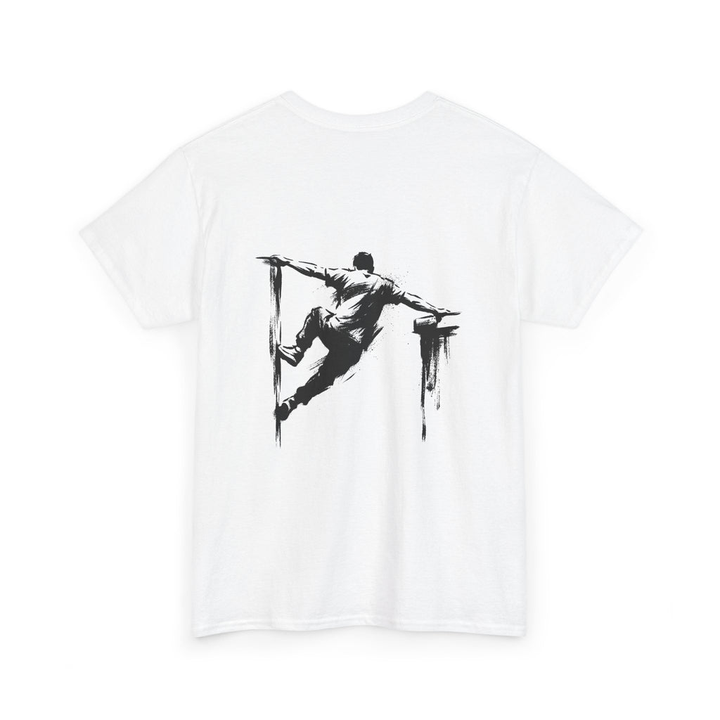 Parkour D: Front-/Backprint, Unisex T-Shirt - Urban Stunt Silhouette Crewneck