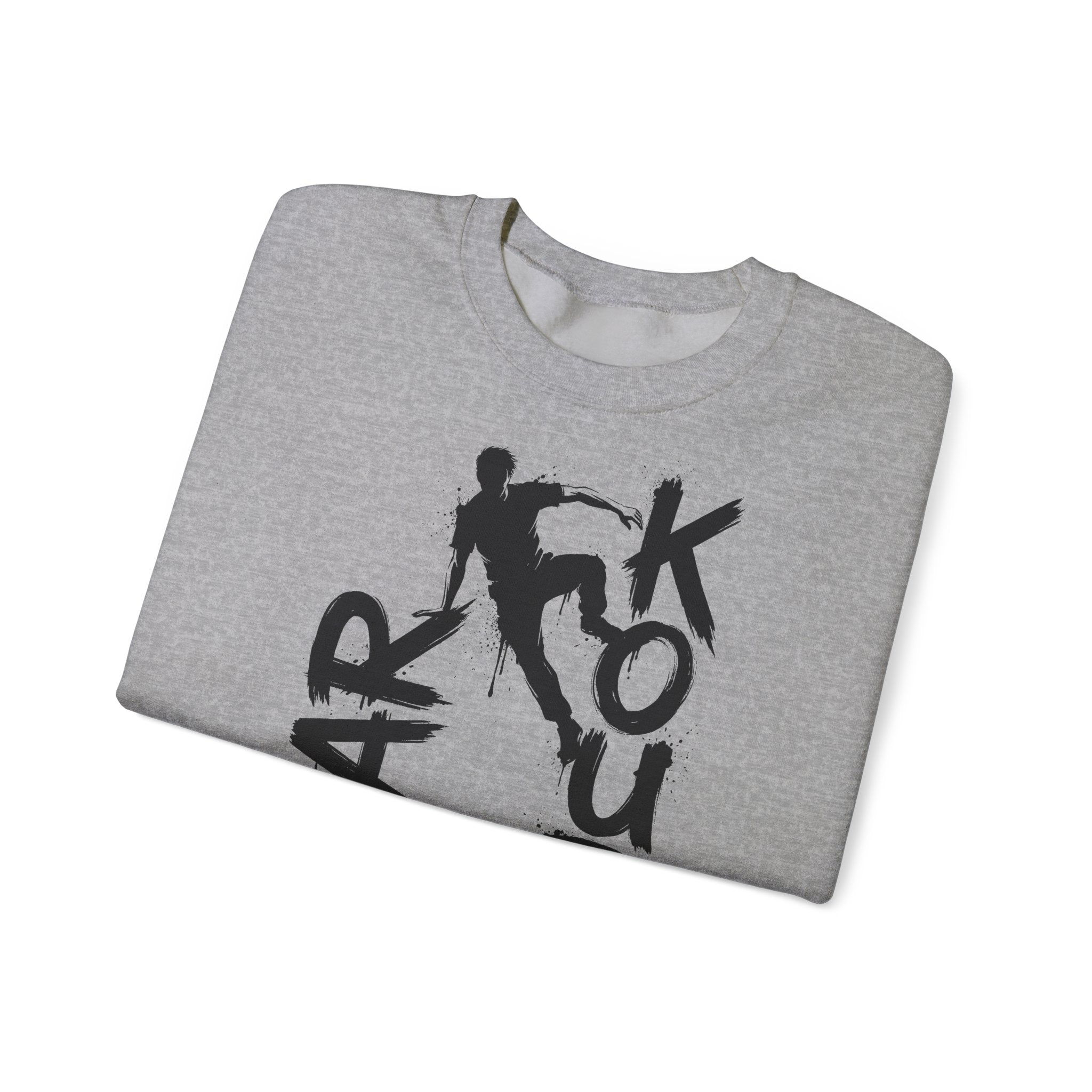 Parkour 11: Frontprint, Unisex Sweatshirt - Urban Stunt Silhouette Crewneck