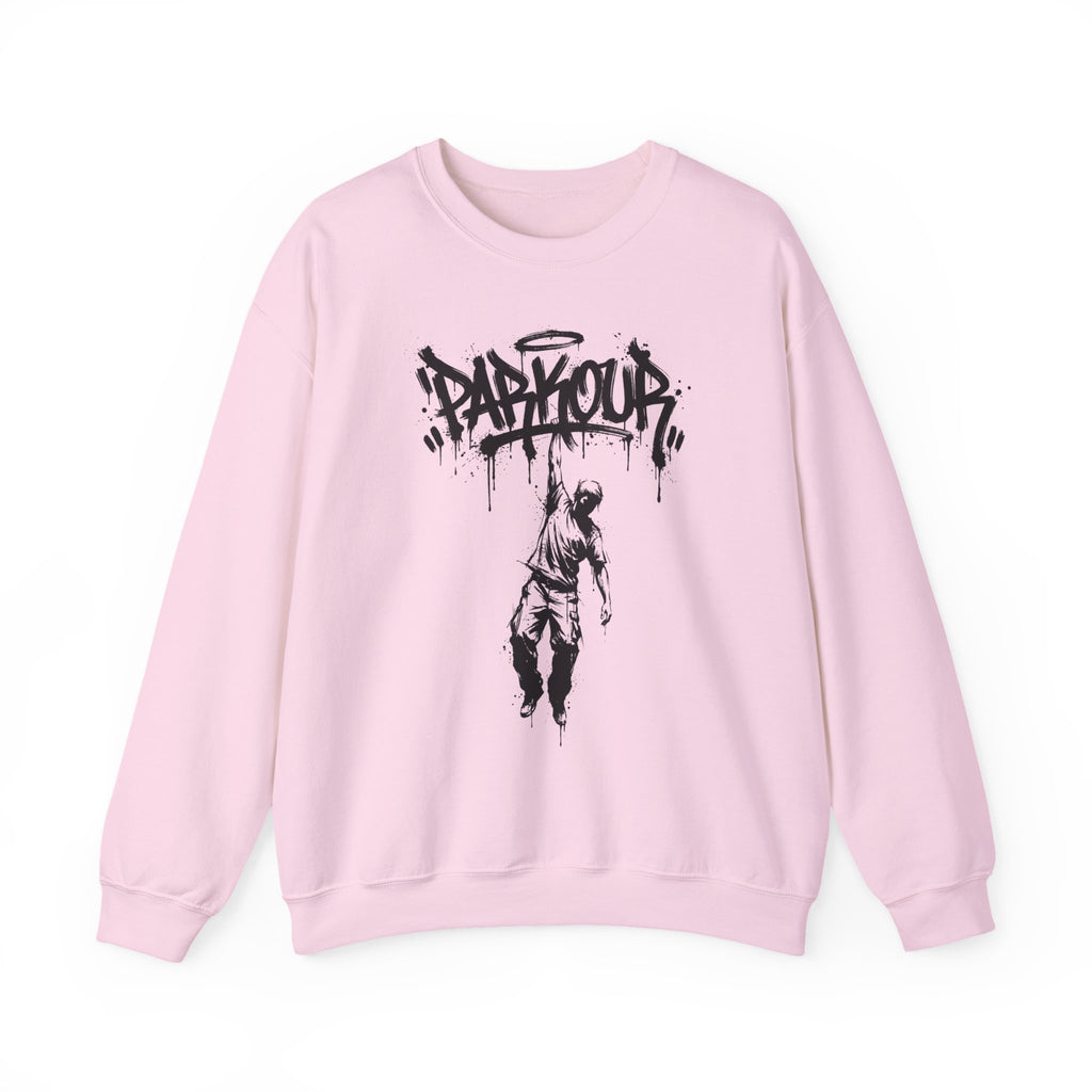 Parkour 04: Frontprint, Unisex Sweatshirt - Urban Stunt Silhouette Crewneck