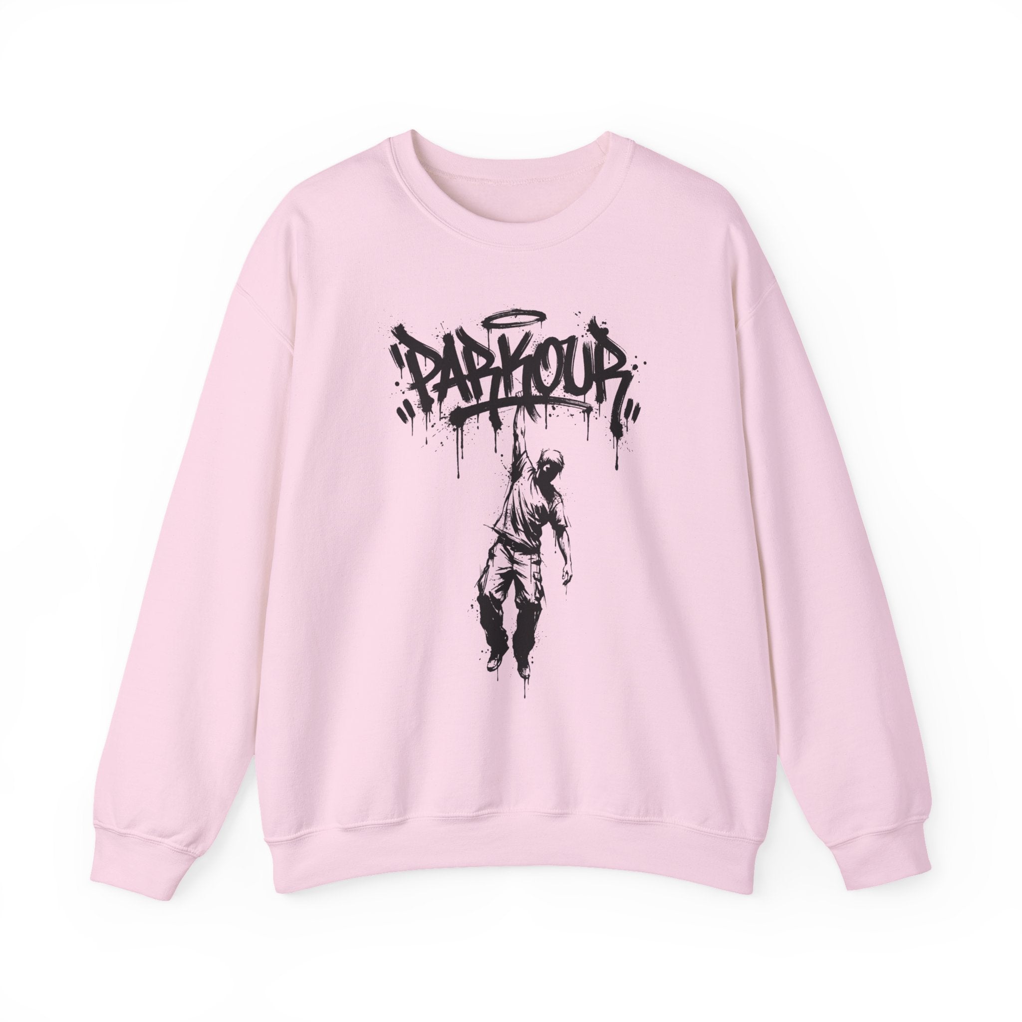 Parkour 04: Frontprint, Unisex Sweatshirt - Urban Stunt Silhouette Crewneck