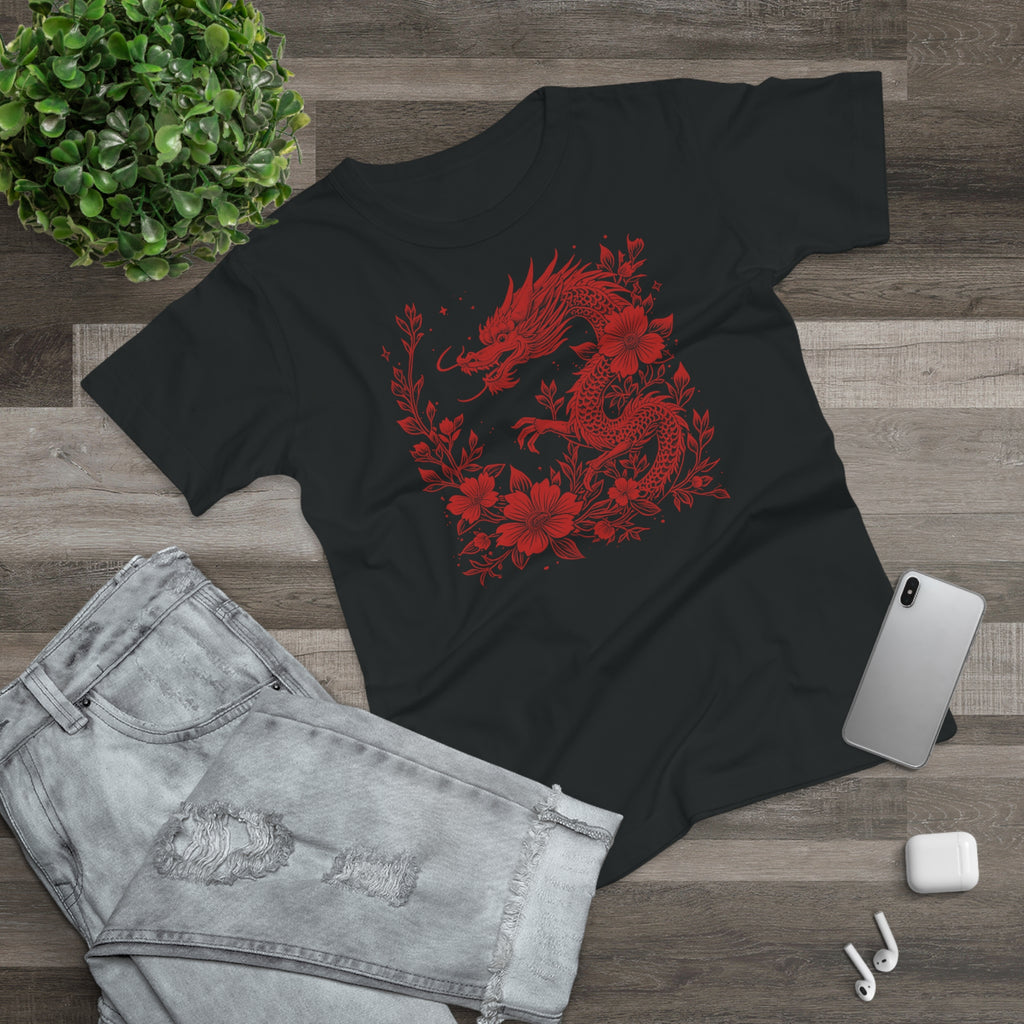 Floral Dragon - Japanese Tattoo-Style, Frontprint, Womens' T-Shirt