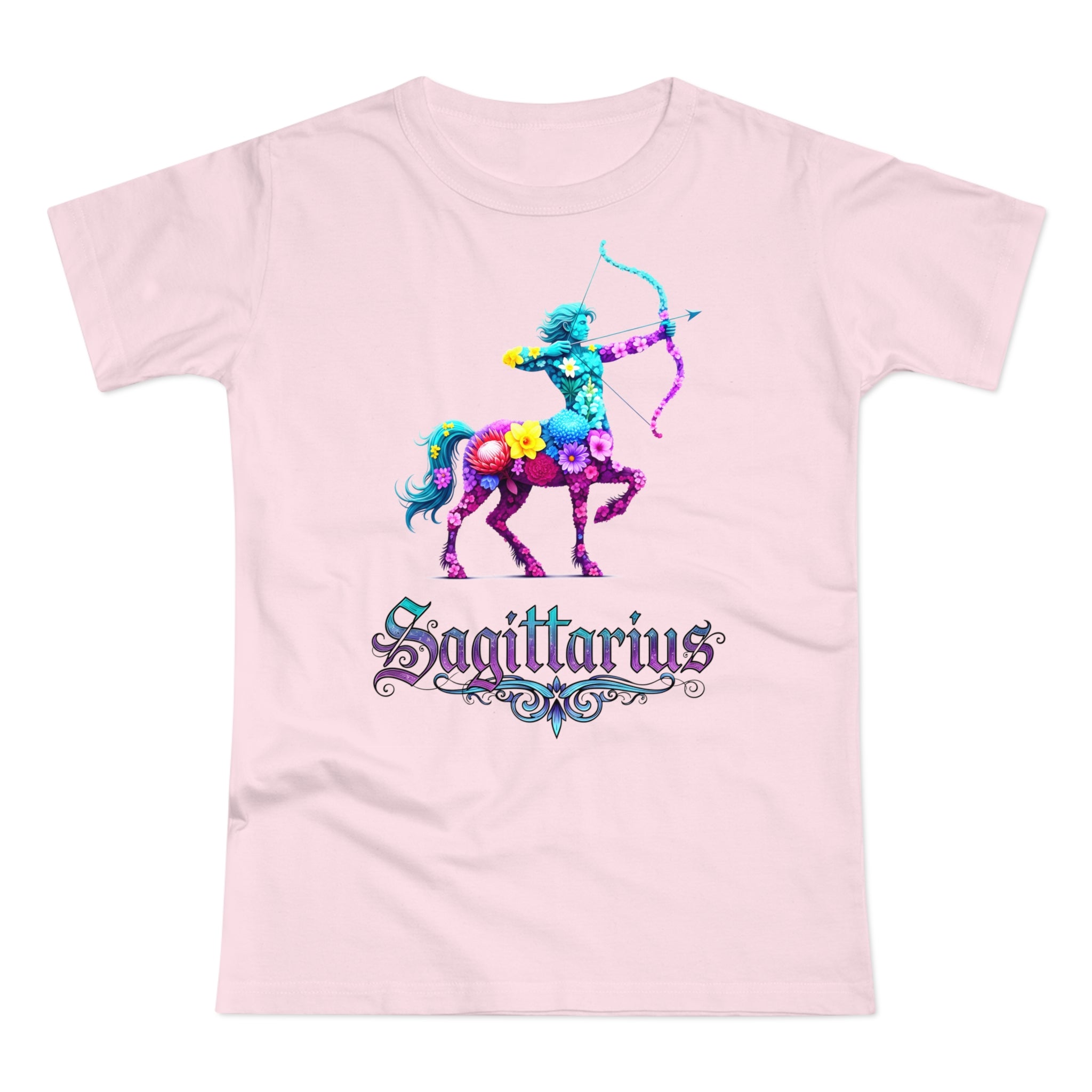 Schütze: Frontprint, Womens' T-Shirt, florales Sternzeichen, Zodiac Astrologie (Sagittarius)