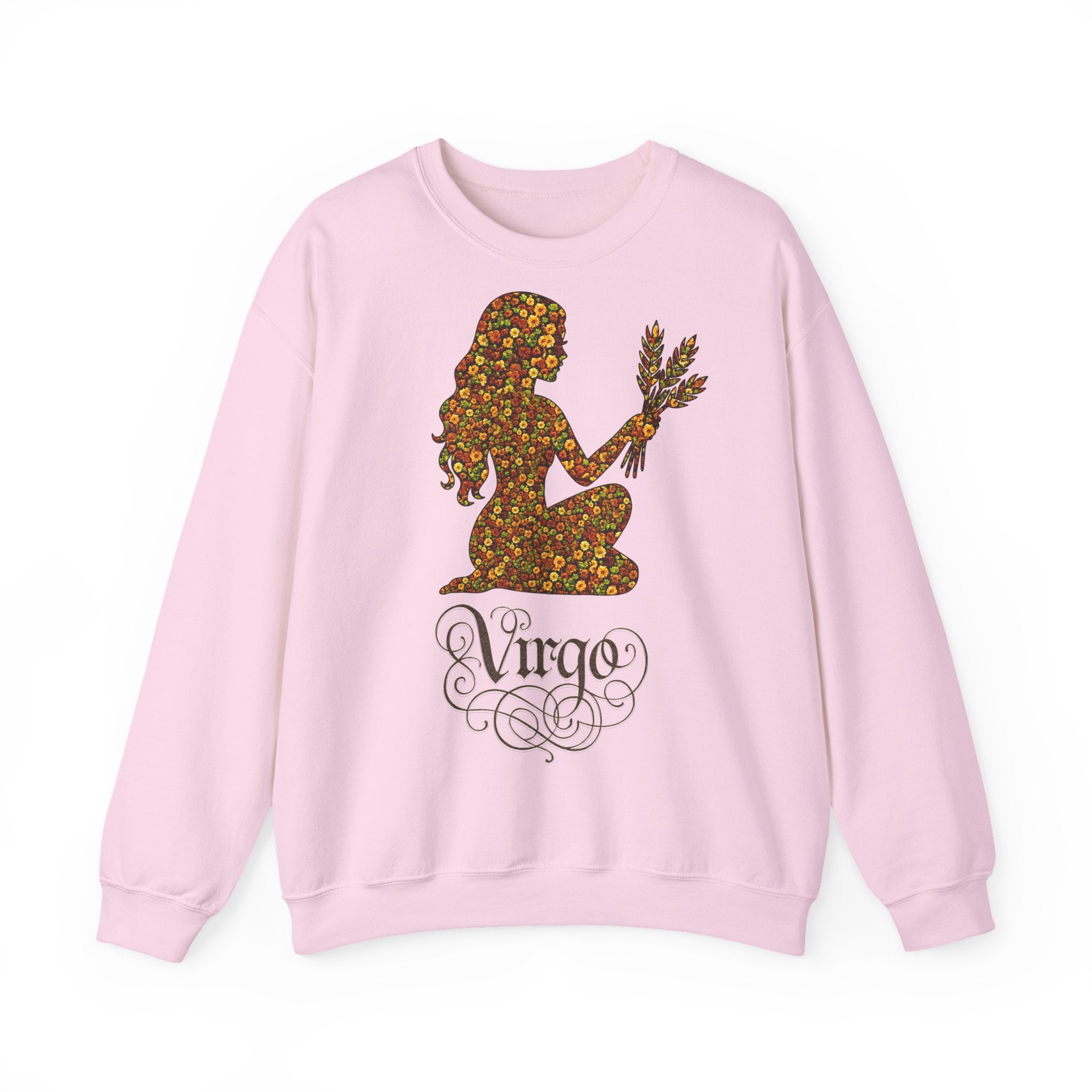 Jungfrau: Frontprint, Unisex Sweatshirt, florales Sternzeichen, Zodiac Astrologie (Virgo)