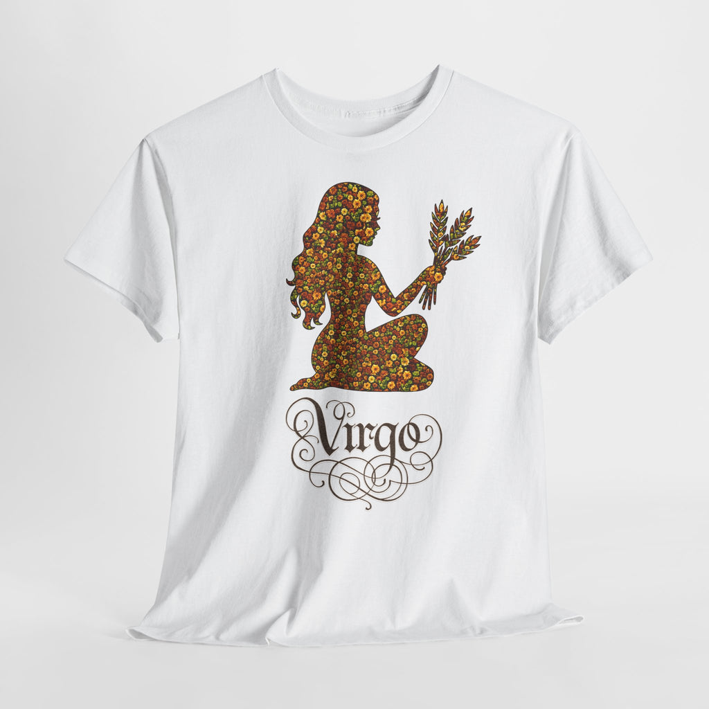 Jungfrau: Frontprint, Unisex T-Shirt - Florales Sternzeichen Astrologie (Virgo)