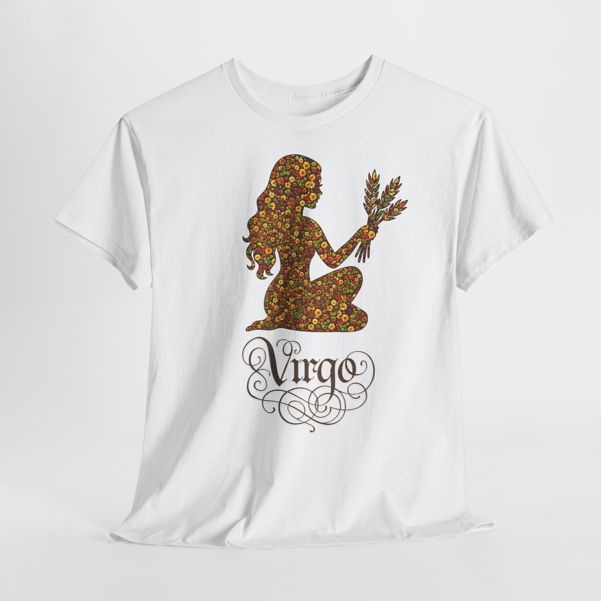 Jungfrau: Frontprint, Unisex T-Shirt - Florales Sternzeichen Astrologie (Virgo)