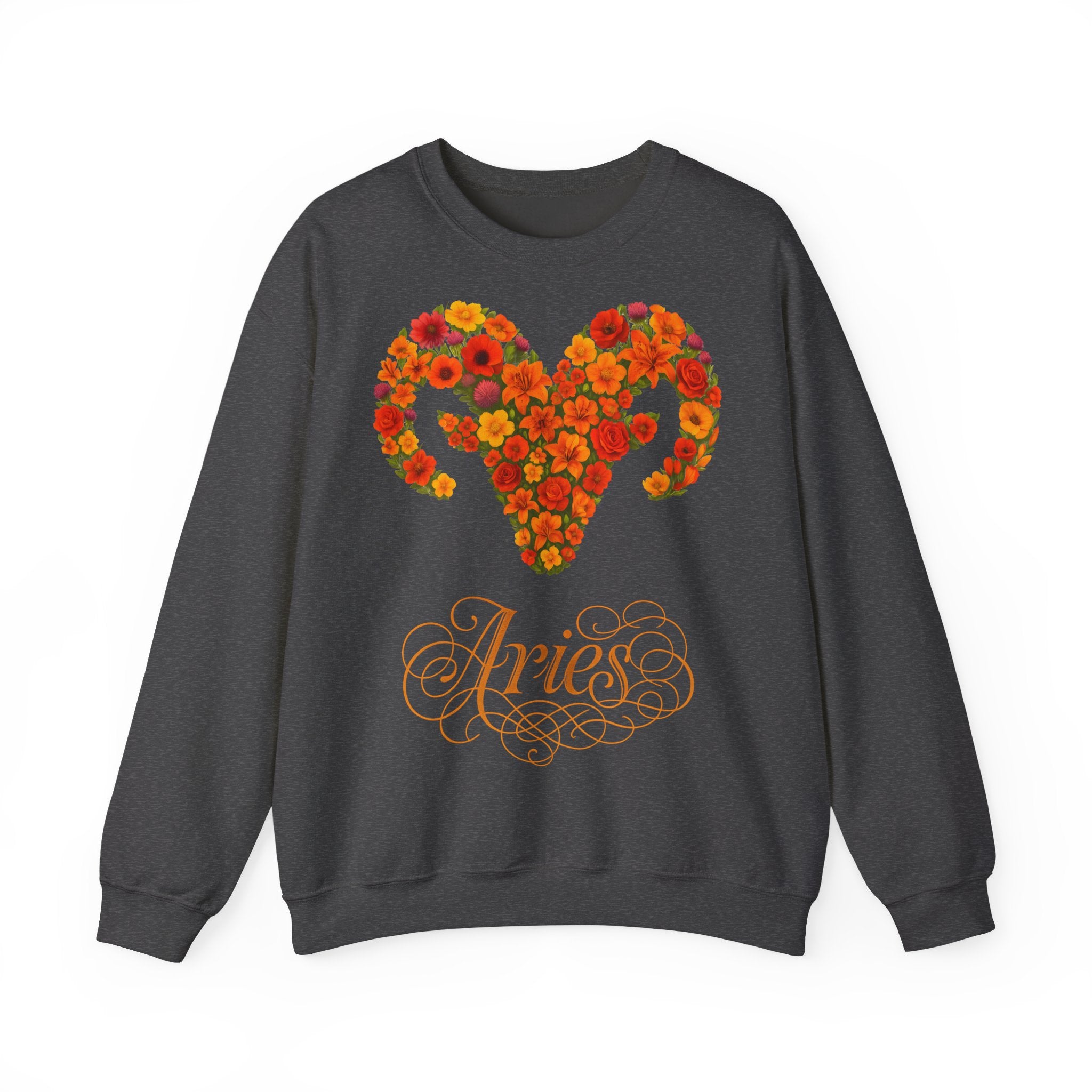 Widder: Frontprint, Unisex Sweatshirt, florales Sternzeichen, Zodiac Astrologie (Aries)