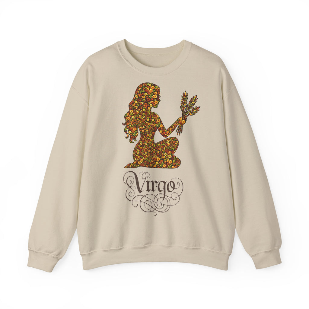 Jungfrau: Frontprint, Unisex Sweatshirt, florales Sternzeichen, Zodiac Astrologie (Virgo)