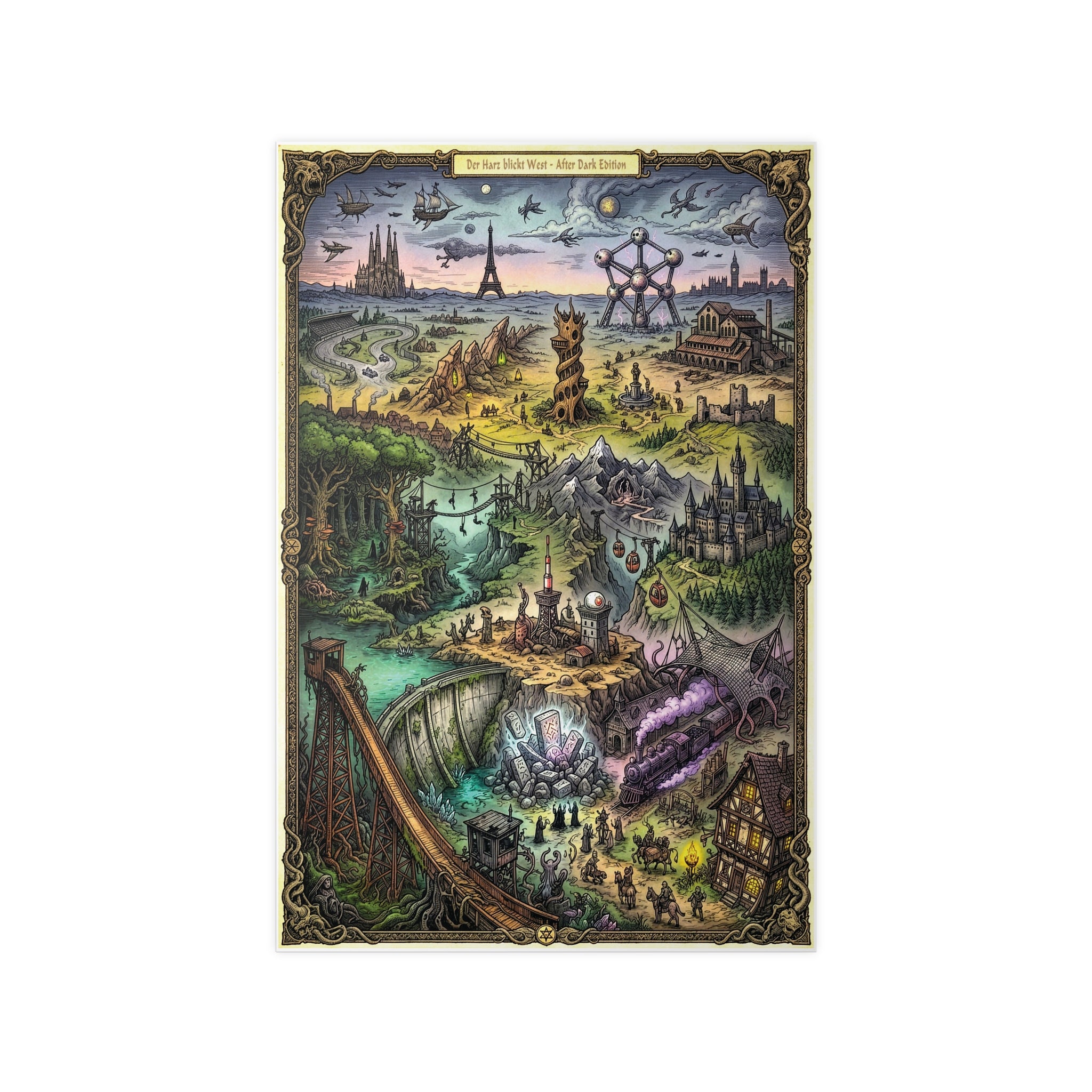 Poster 60 x 90: Brocken (After Dark Collection) - Harz blickt West