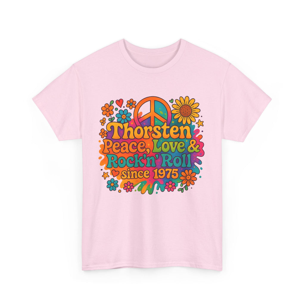 Thorsten, 1975, Retro Peace & Love Tee, Unisex Heavy Cotton Top, Vintage Rock'n'Roll Shirt, Music Lover Gift, 70s Inspired Fashion