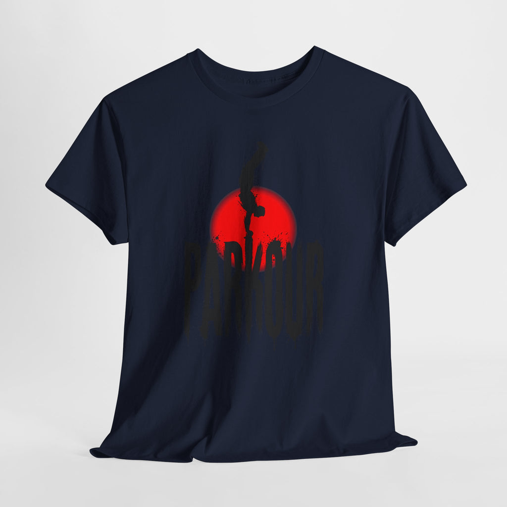 Parkour B: Frontprint, Unisex T-Shirt - Urban Stunt Silhouette Crewneck