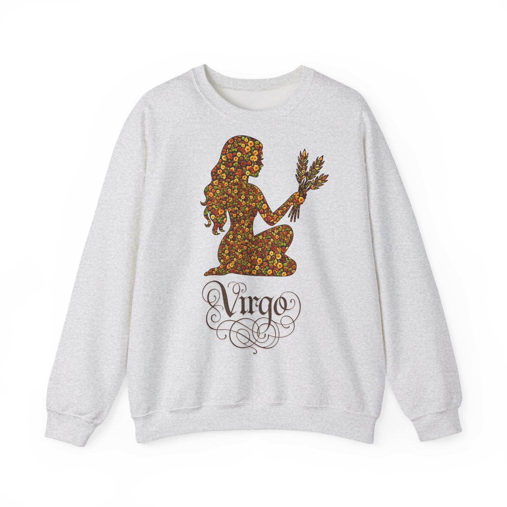 Jungfrau: Frontprint, Unisex Sweatshirt, florales Sternzeichen, Zodiac Astrologie (Virgo)