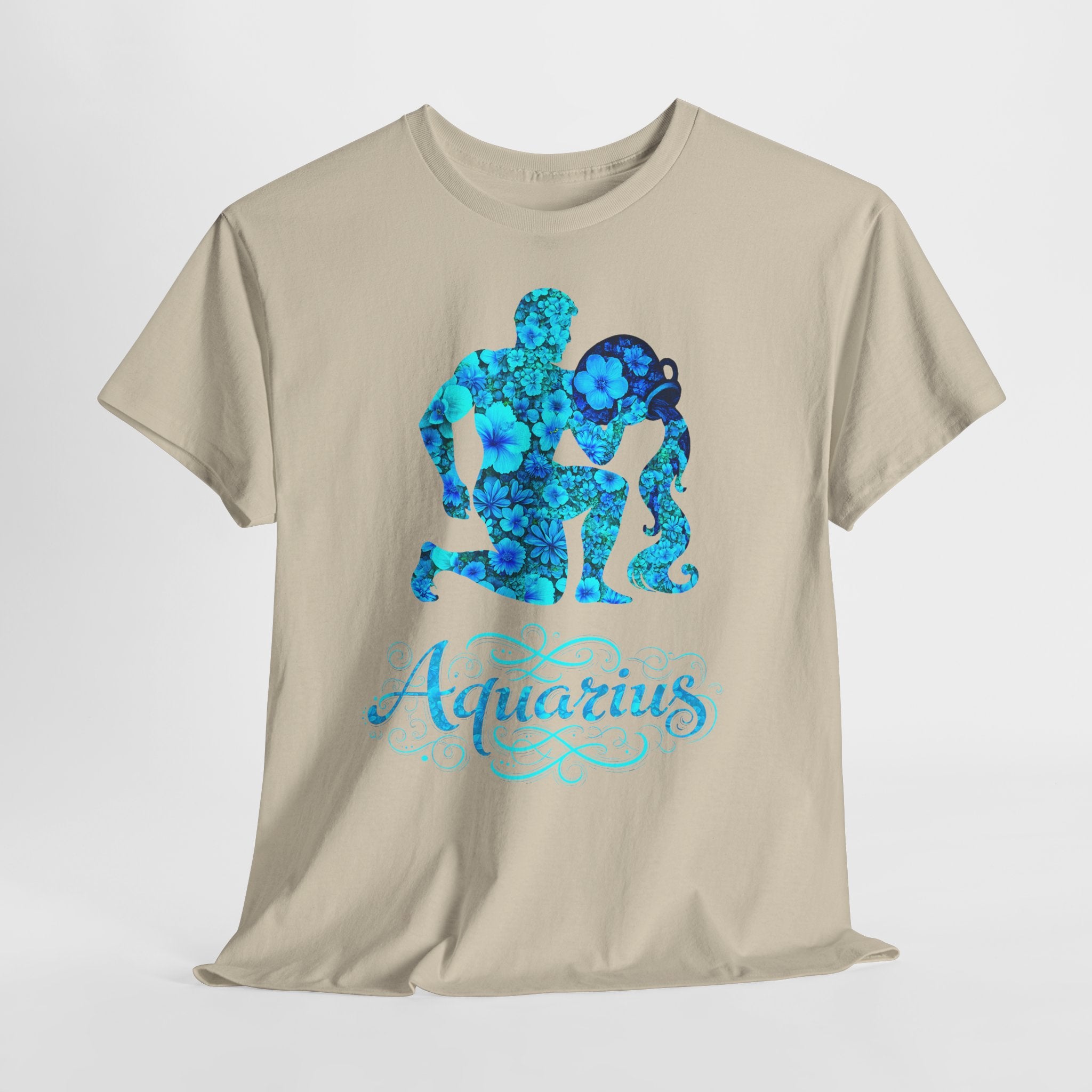 Wassermann: Frontprint, Unisex T-Shirt - Florales Sternzeichen Astrologie (Aquarius)