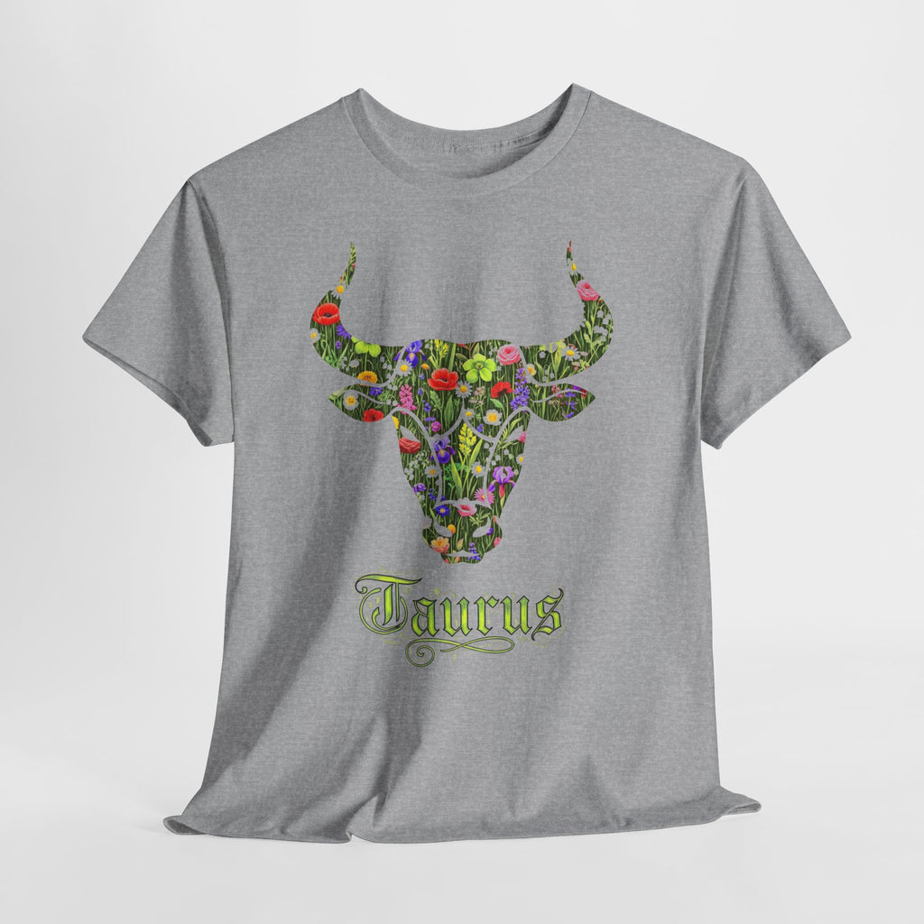 Stier: Frontprint, Unisex T-Shirt - Florales Sternzeichen Astrologie (Taurus)