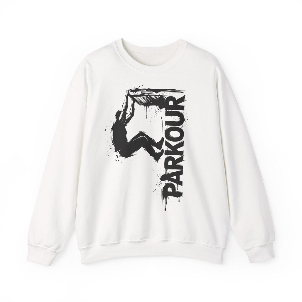 Parkour 09: Frontprint, Unisex Sweatshirt - Urban Stunt Silhouette Crewneck