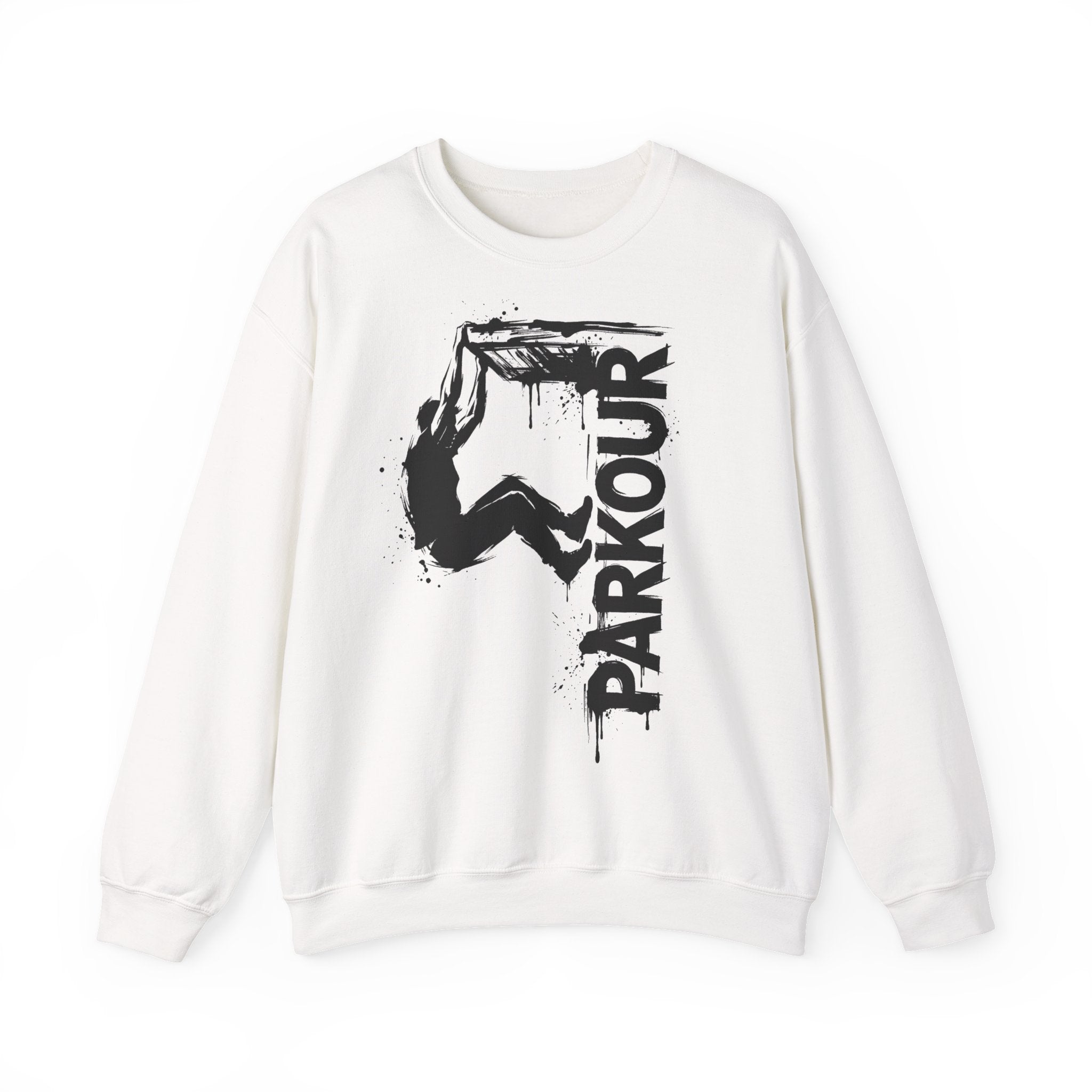 Parkour 09: Frontprint, Unisex Sweatshirt - Urban Stunt Silhouette Crewneck