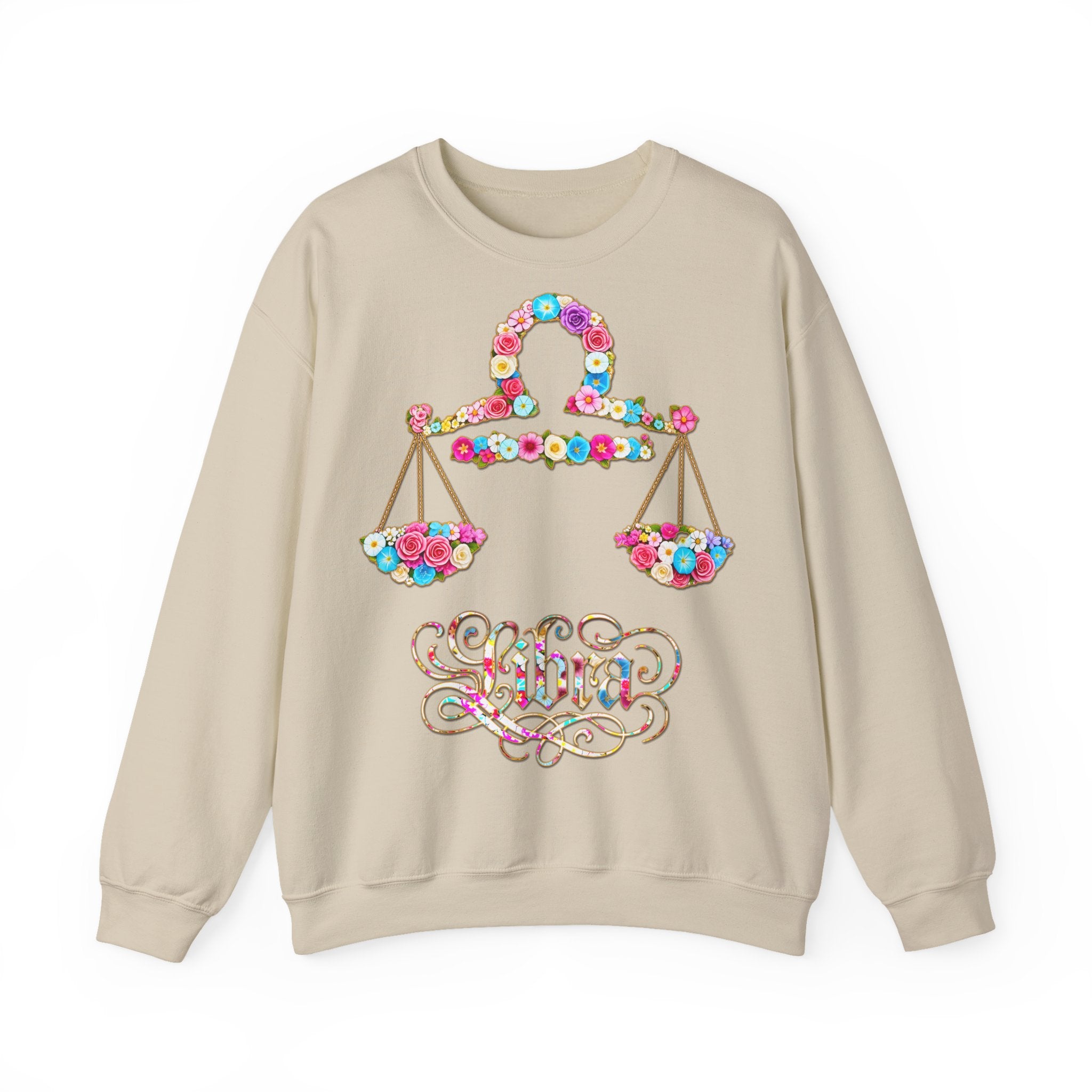 Waage: Frontprint, Unisex Sweatshirt, florales Sternzeichen, Zodiac Astrologie (Libra)