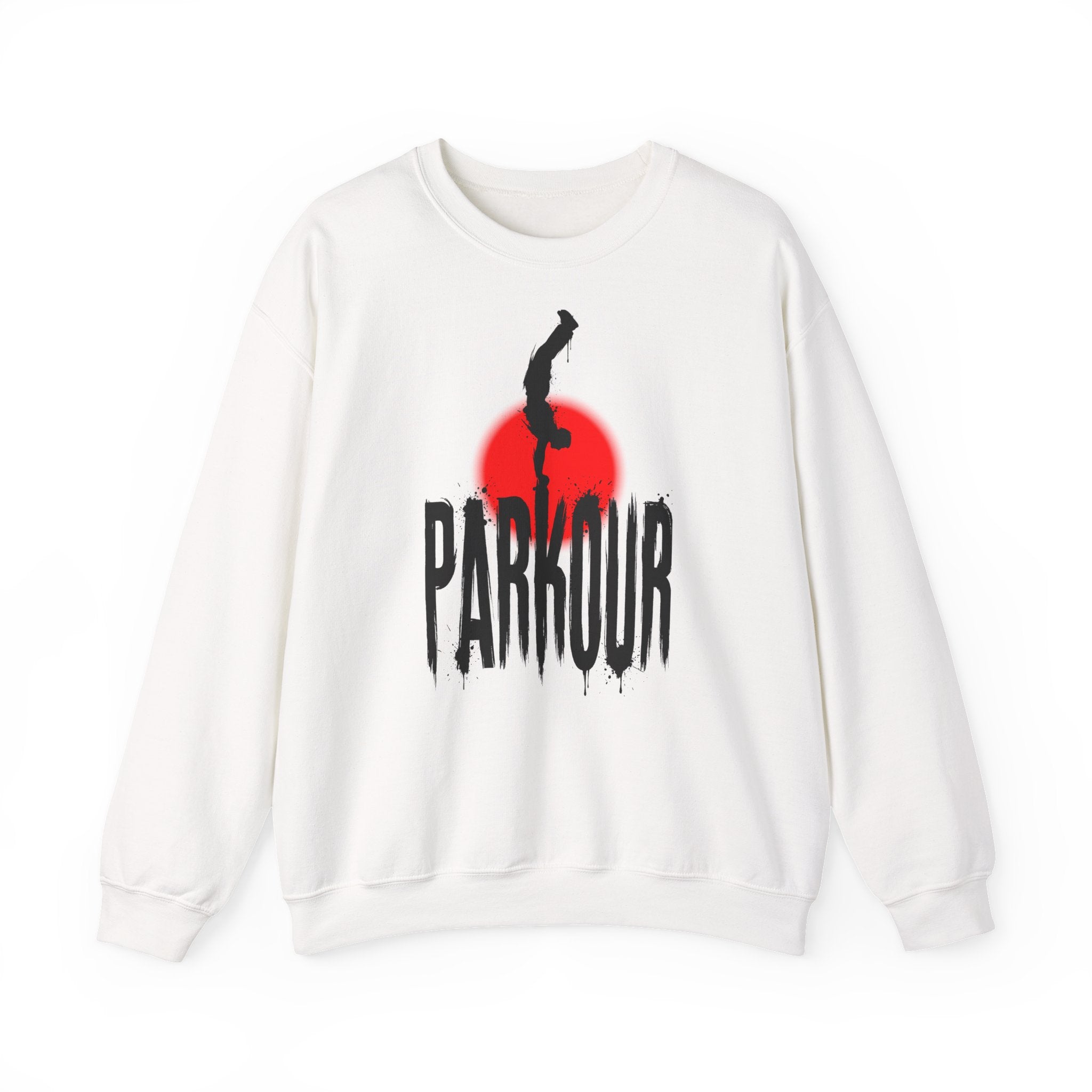 Parkour B: Frontprint, Unisex Sweatshirt - Urban Stunt Silhouette Crewneck