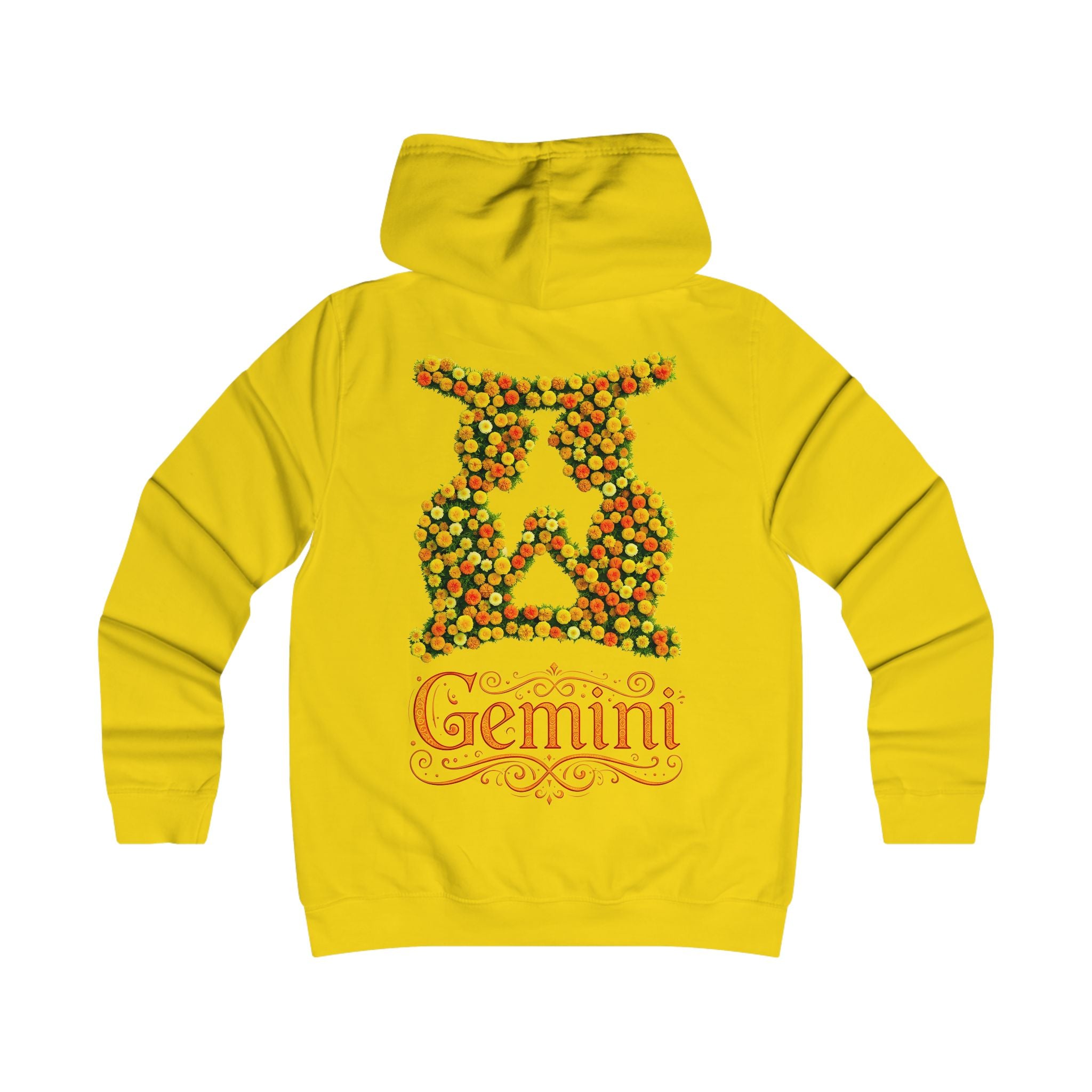 Zwilling: Backprint, Womens' Hoodie - florales Sternzeichen, Zodiac (Gemini)