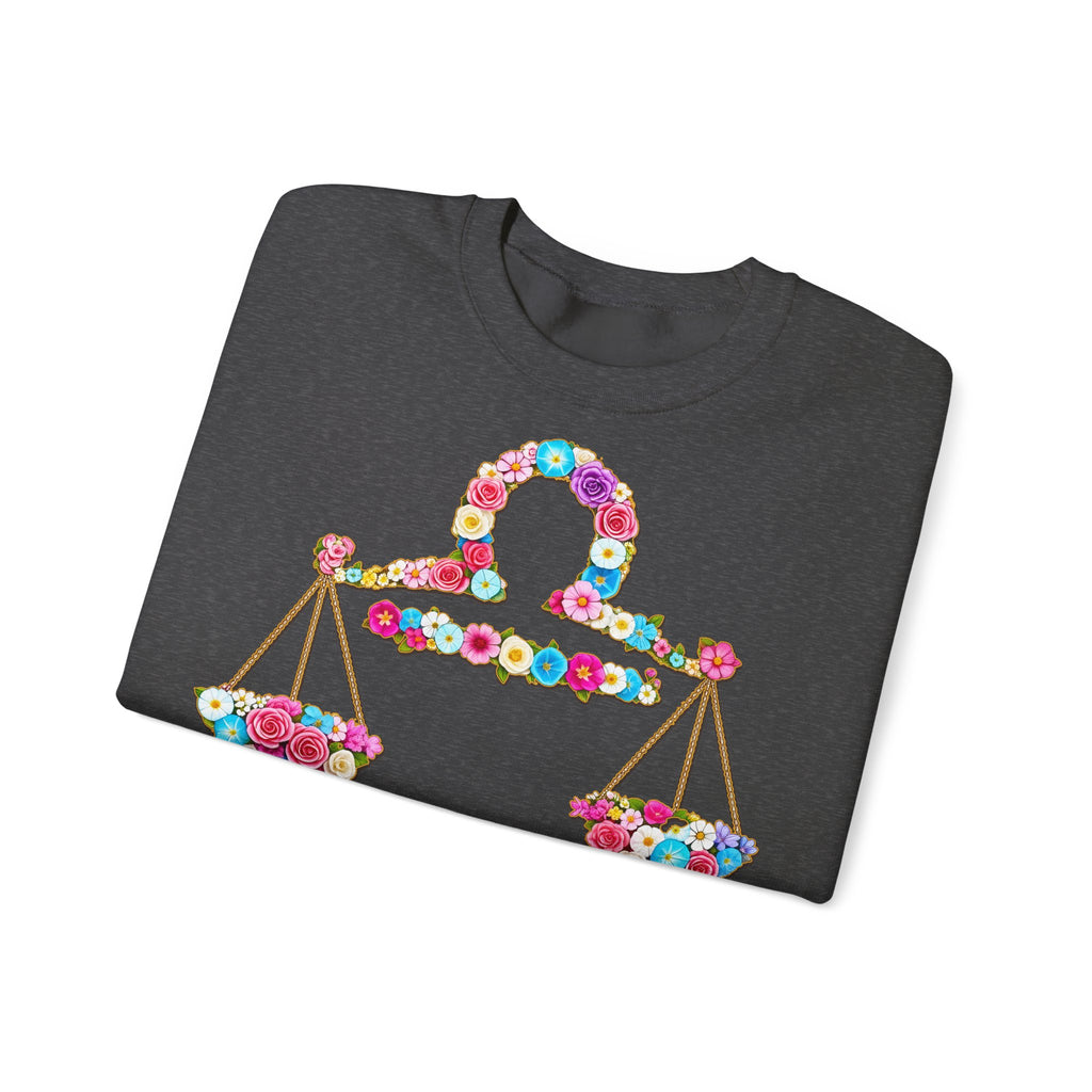 Waage: Frontprint, Unisex Sweatshirt, florales Sternzeichen, Zodiac Astrologie (Libra)