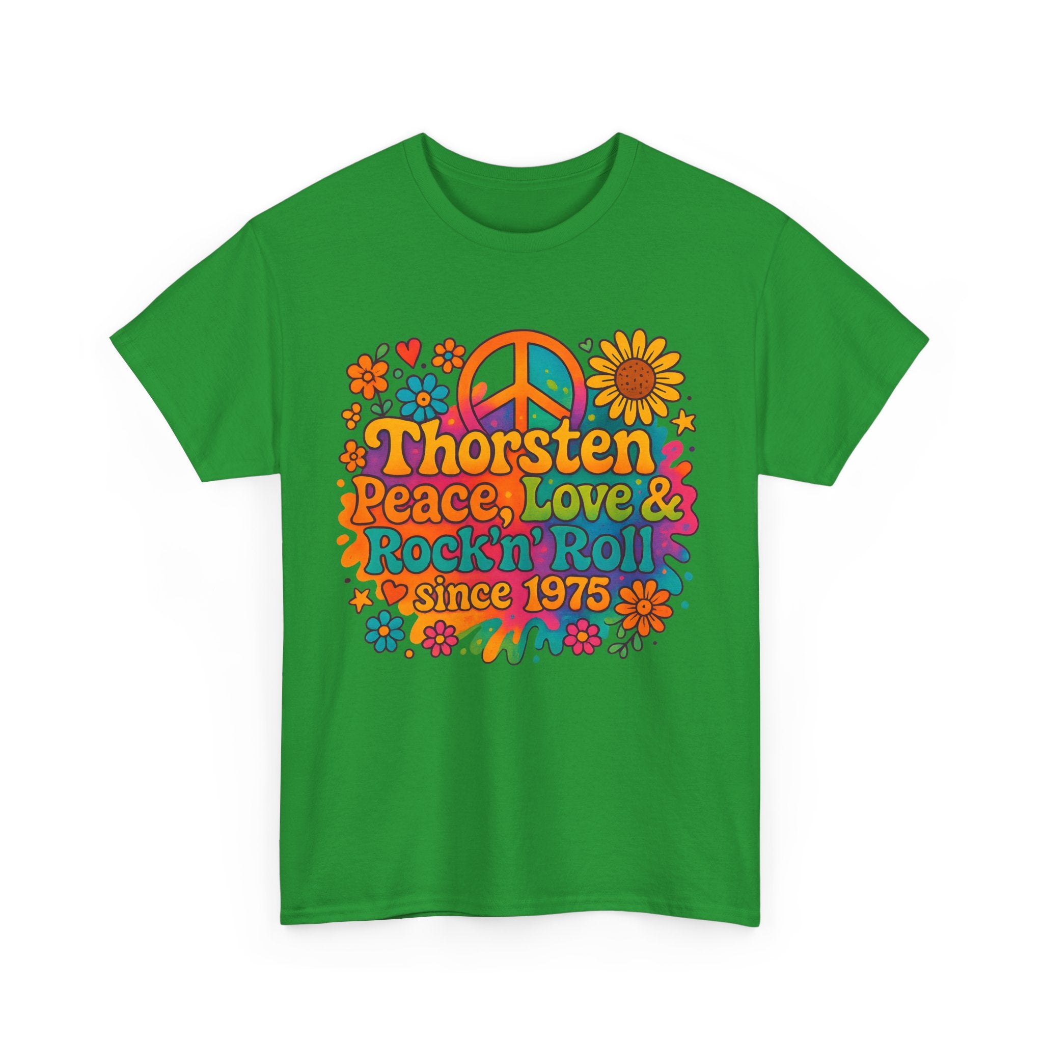 Thorsten, 1975, Retro Peace & Love Tee, Unisex Heavy Cotton Top, Vintage Rock'n'Roll Shirt, Music Lover Gift, 70s Inspired Fashion