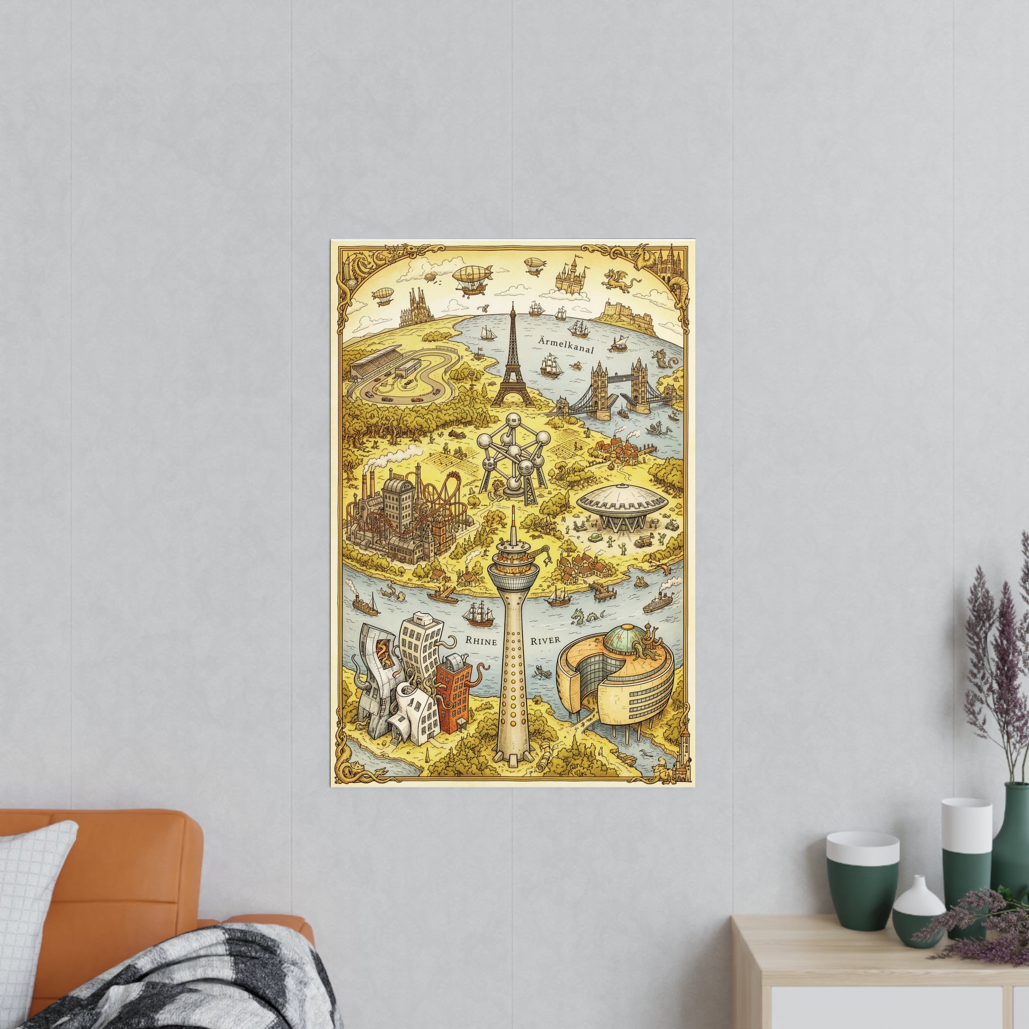 Poster 60 x 90: Düsseldorf (Vintage Fantasy Collection)