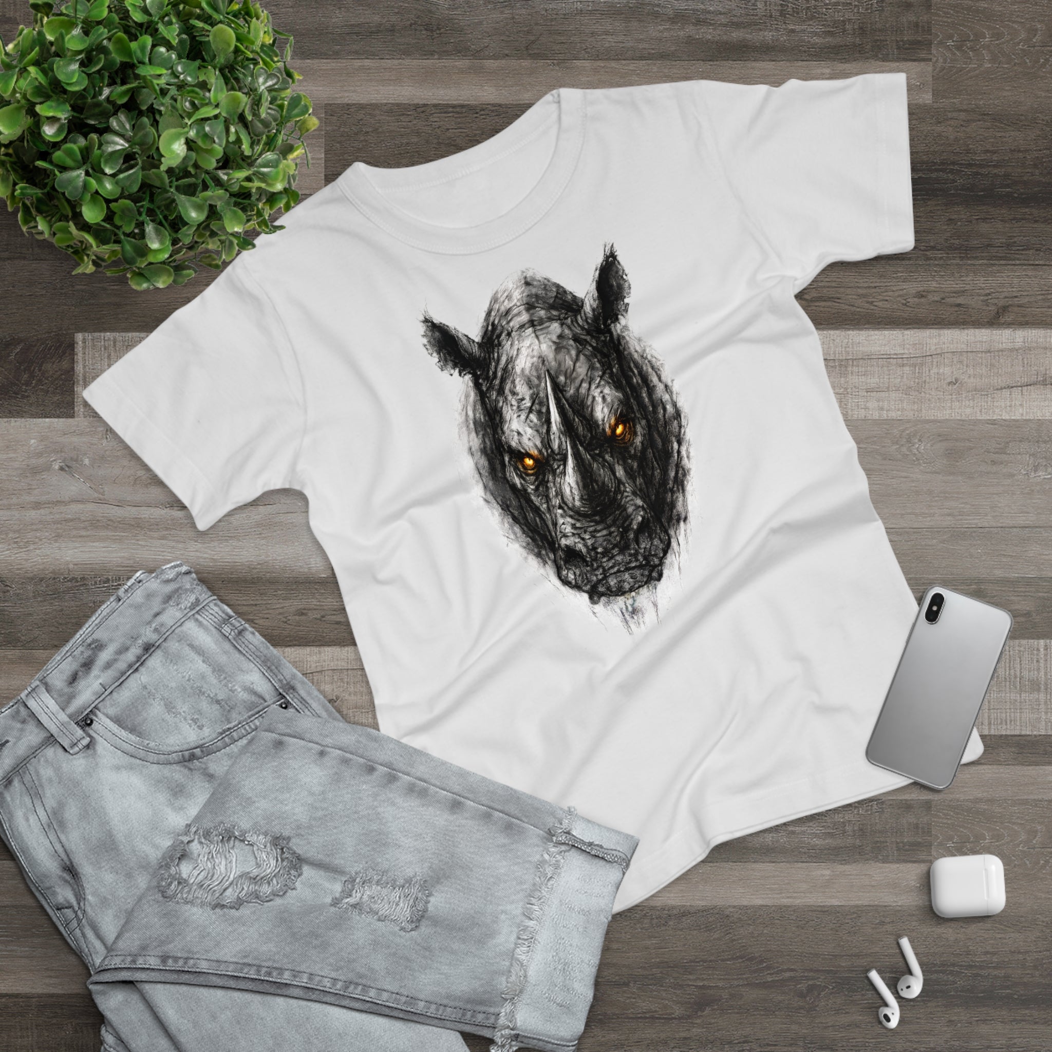 Nashorn: Frontprint, Women's T-Shirt - Animal-Collection
