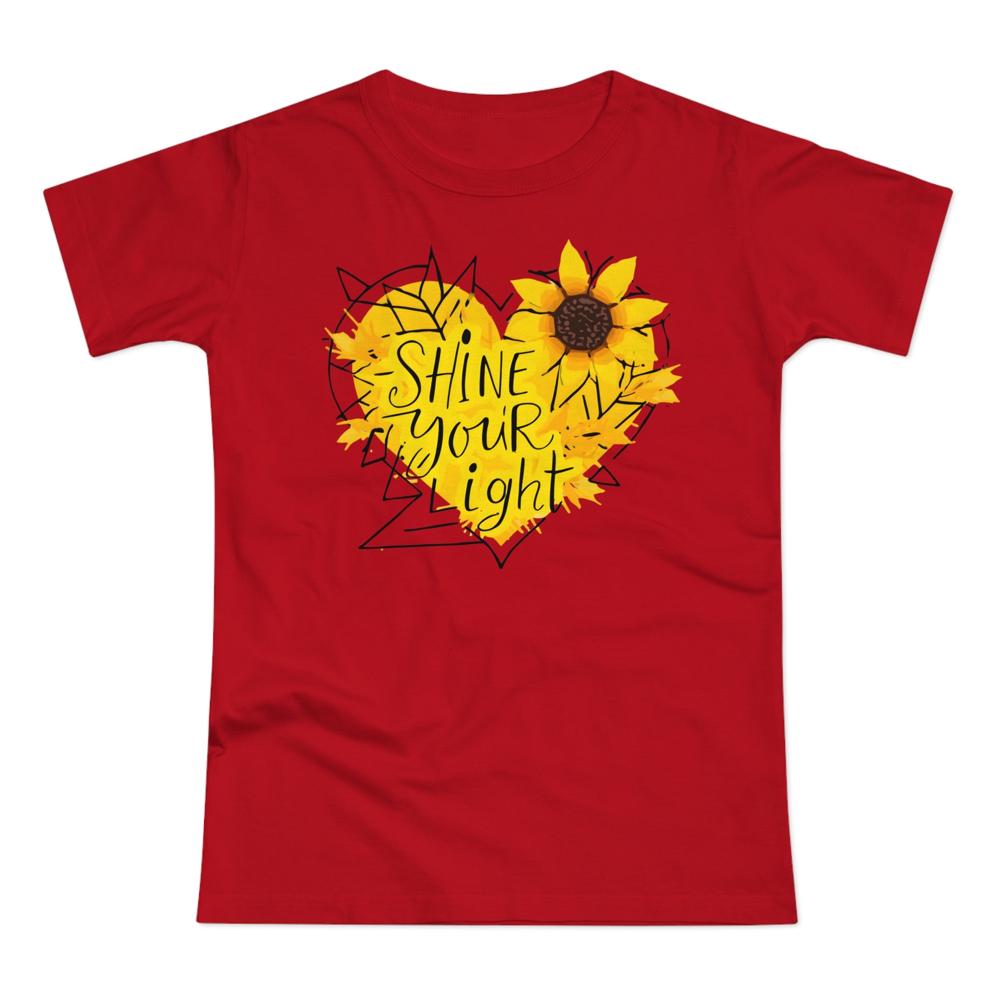 Sunflower Heart, Frontprint, Womens' T-Shirt, Shine Your Light