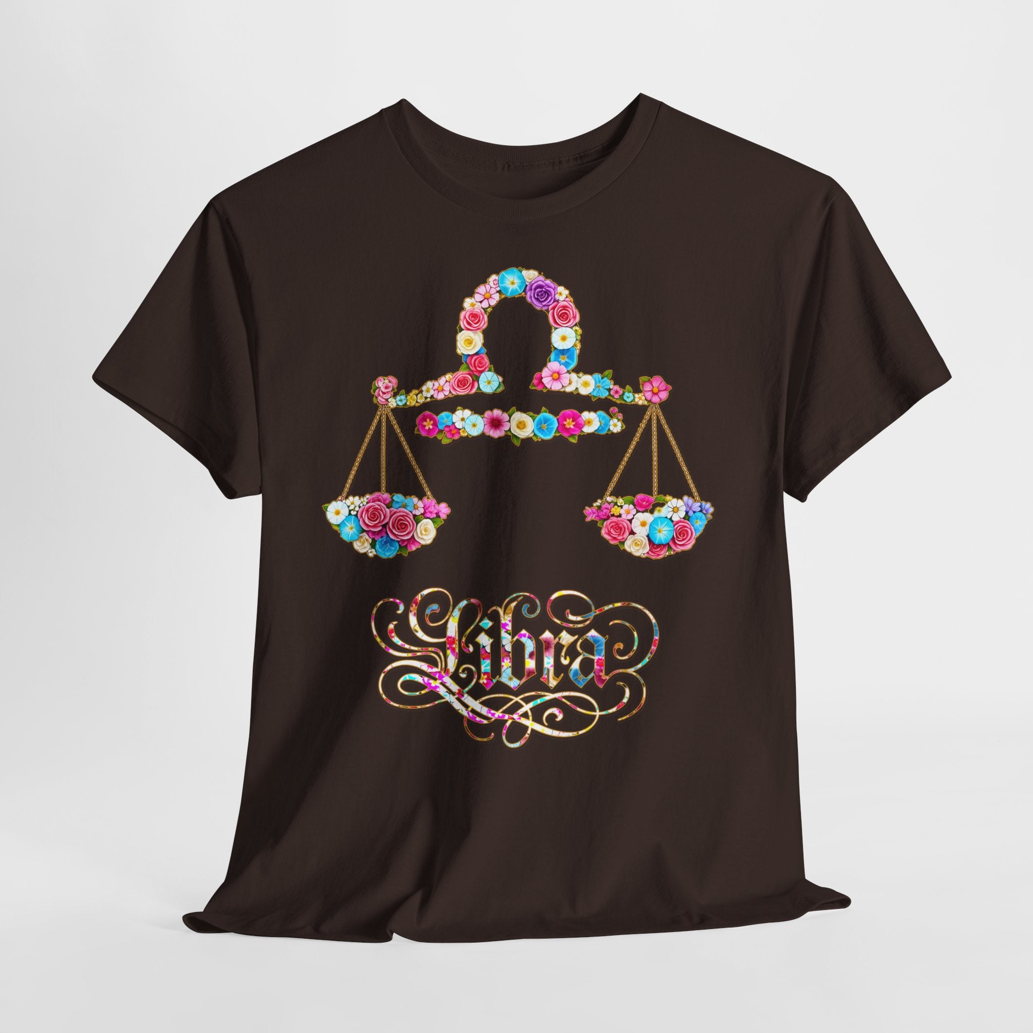 Waage: Frontprint, Unisex T-Shirt - Florales Sternzeichen Astrologie (Libra)