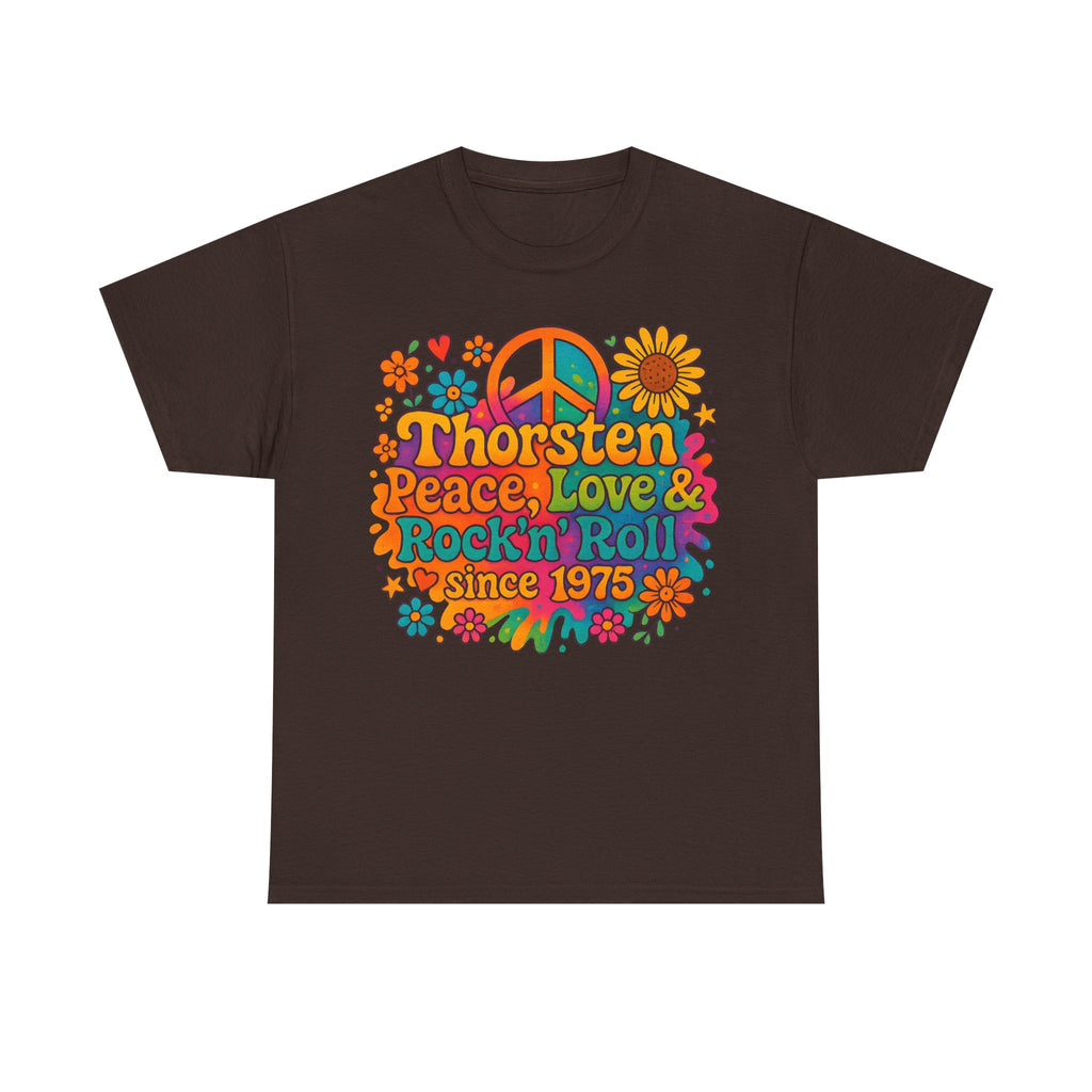 Thorsten, 1975, Retro Peace & Love Tee, Unisex Heavy Cotton Top, Vintage Rock'n'Roll Shirt, Music Lover Gift, 70s Inspired Fashion