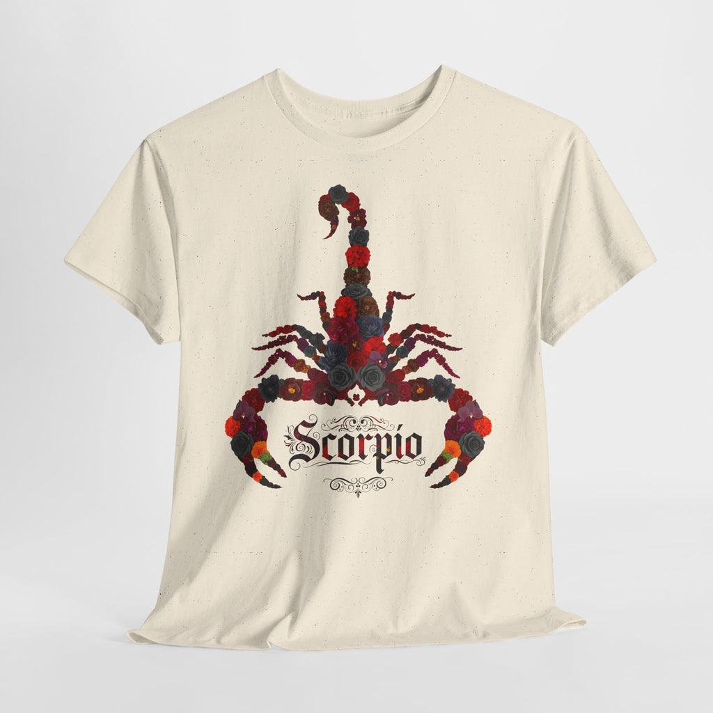 Skorpion: Frontprint, Unisex T-Shirt - Florales Sternzeichen Astrologie (Scorpio)