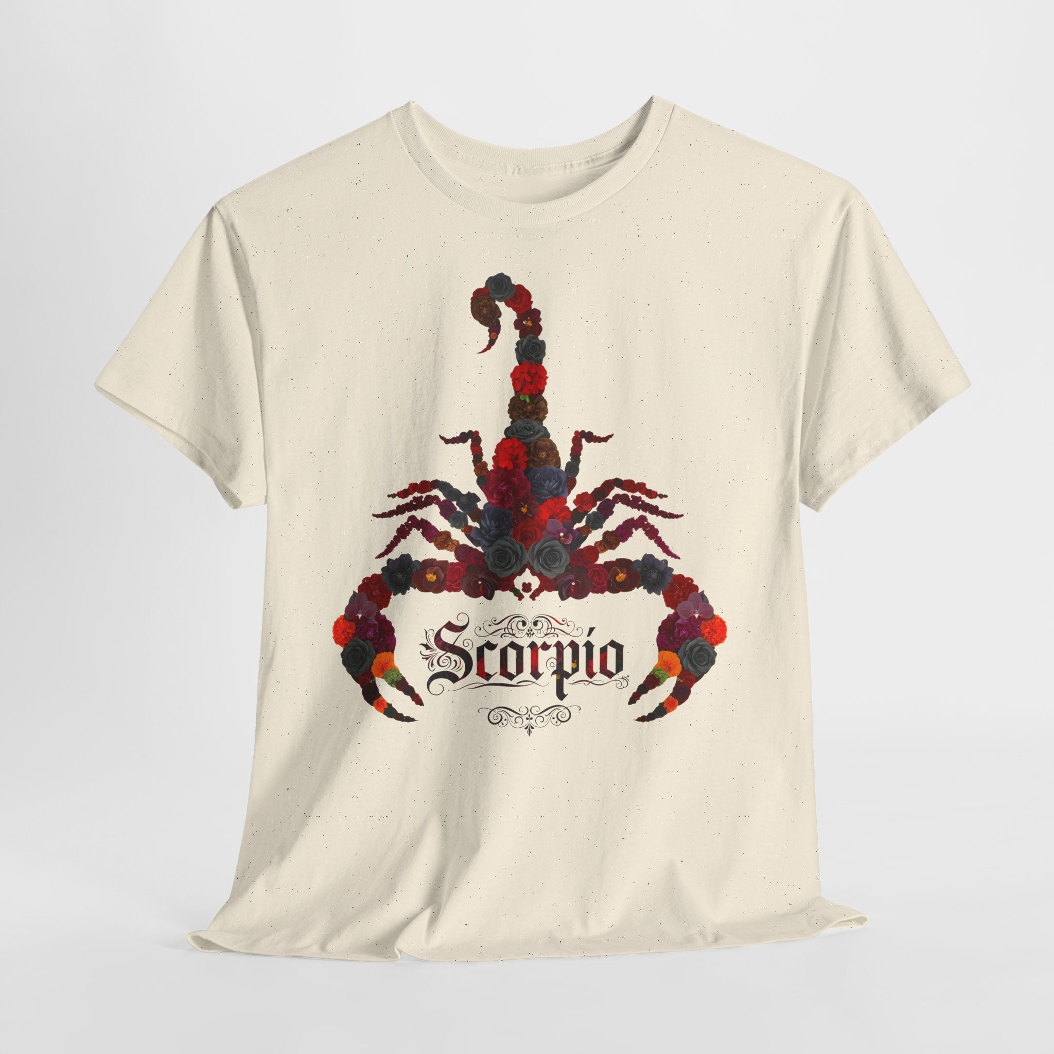 Skorpion: Frontprint, Unisex T-Shirt - Florales Sternzeichen Astrologie (Scorpio)