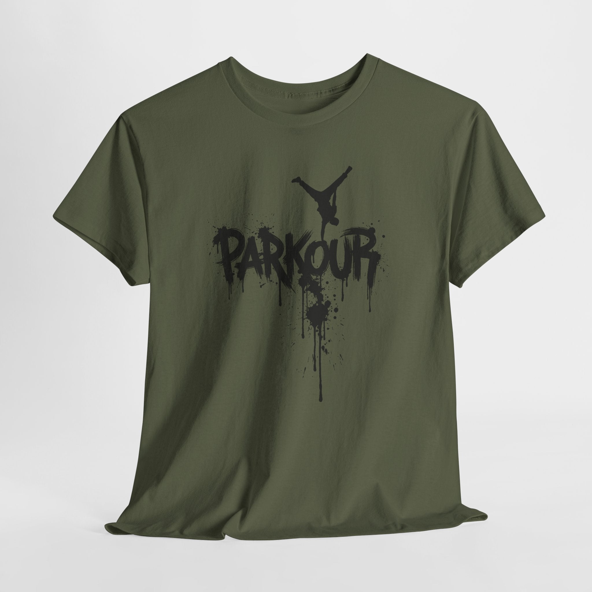 Parkour 05: Frontprint, Unisex T-Shirt - Urban Stunt Silhouette Crewneck
