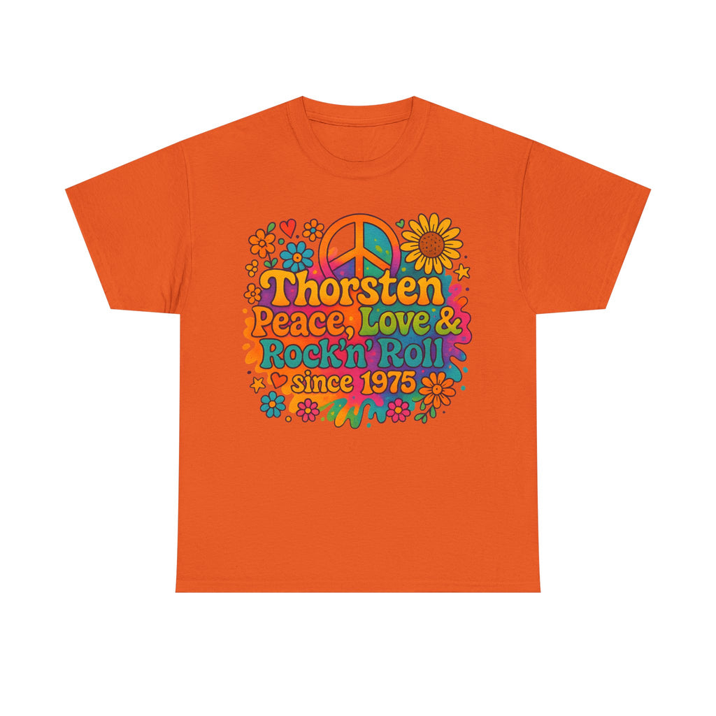 Thorsten, 1975, Retro Peace & Love Tee, Unisex Heavy Cotton Top, Vintage Rock'n'Roll Shirt, Music Lover Gift, 70s Inspired Fashion