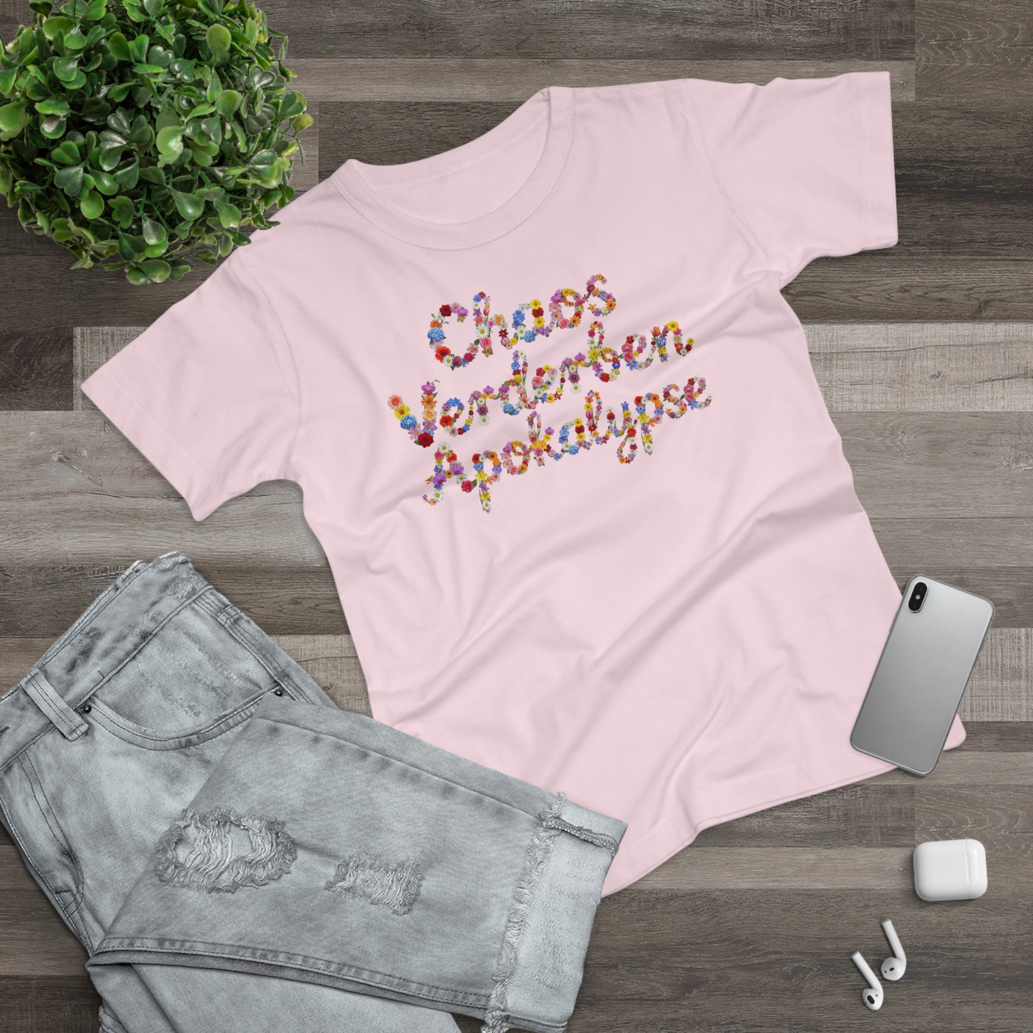 Chaos Verderben Apokalypse, Womens' T-Shirt, Floral Script