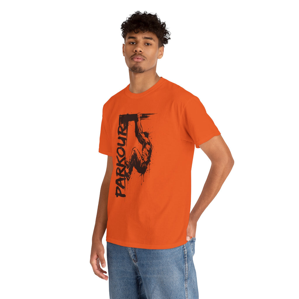 Parkour 08: Frontprint, Unisex T-Shirt - Urban Stunt Silhouette Crewneck