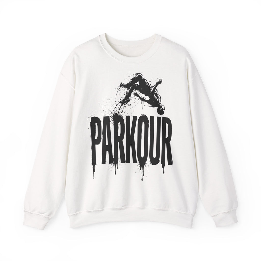 Parkour 06: Frontprint, Unisex Sweatshirt - Urban Stunt Silhouette Crewneck