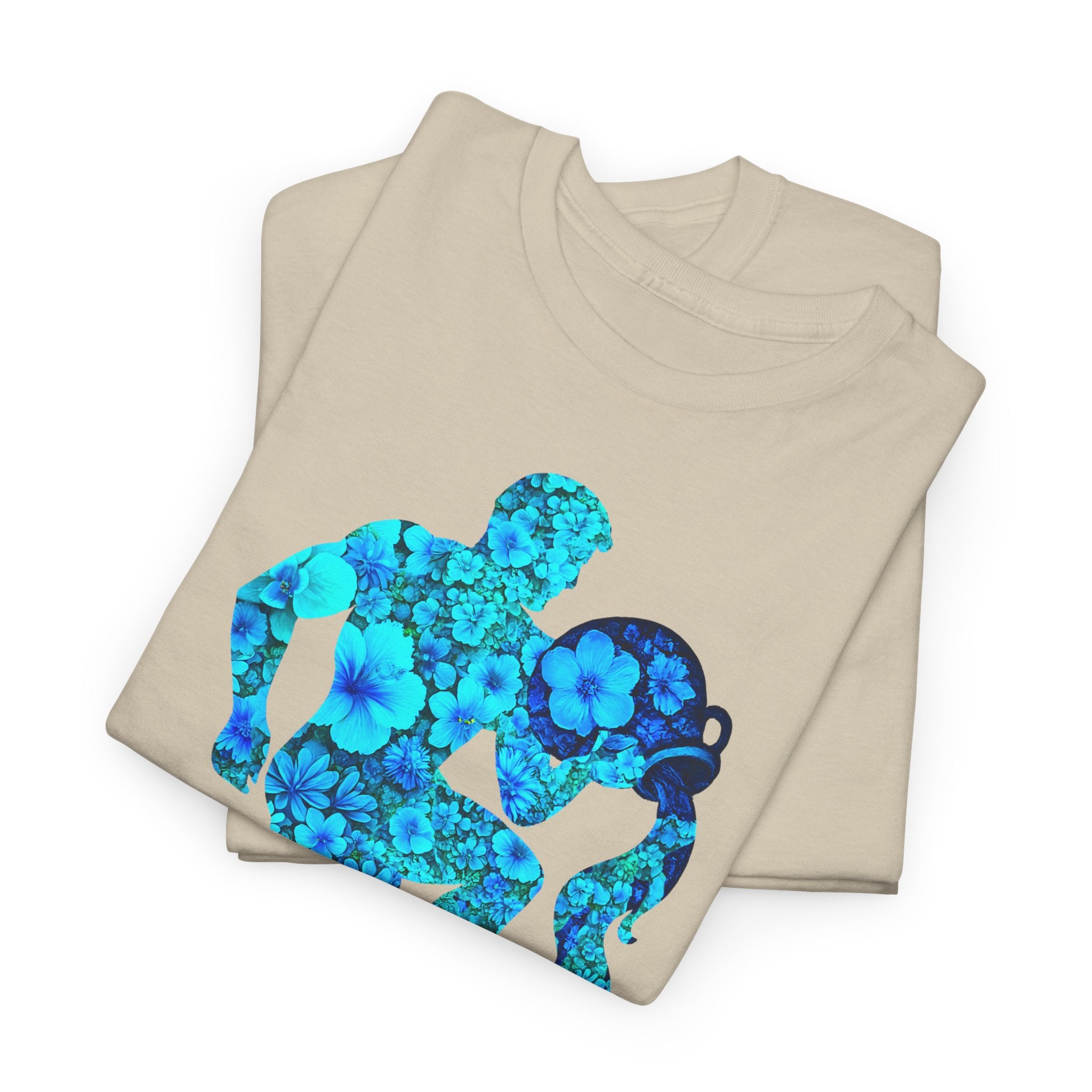 Wassermann: Frontprint, Unisex T-Shirt - Florales Sternzeichen Astrologie (Aquarius)