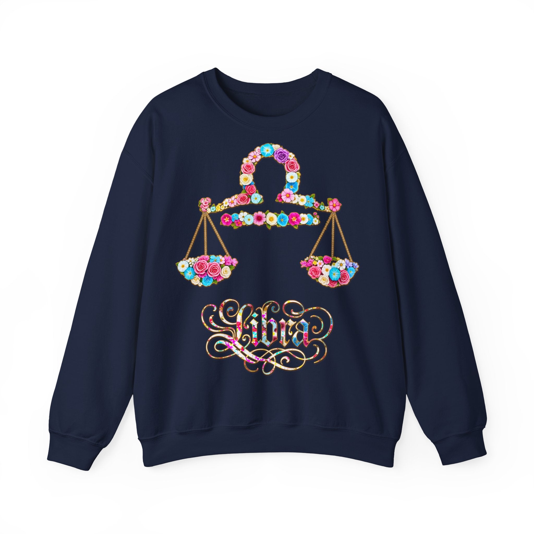 Waage: Frontprint, Unisex Sweatshirt, florales Sternzeichen, Zodiac Astrologie (Libra)