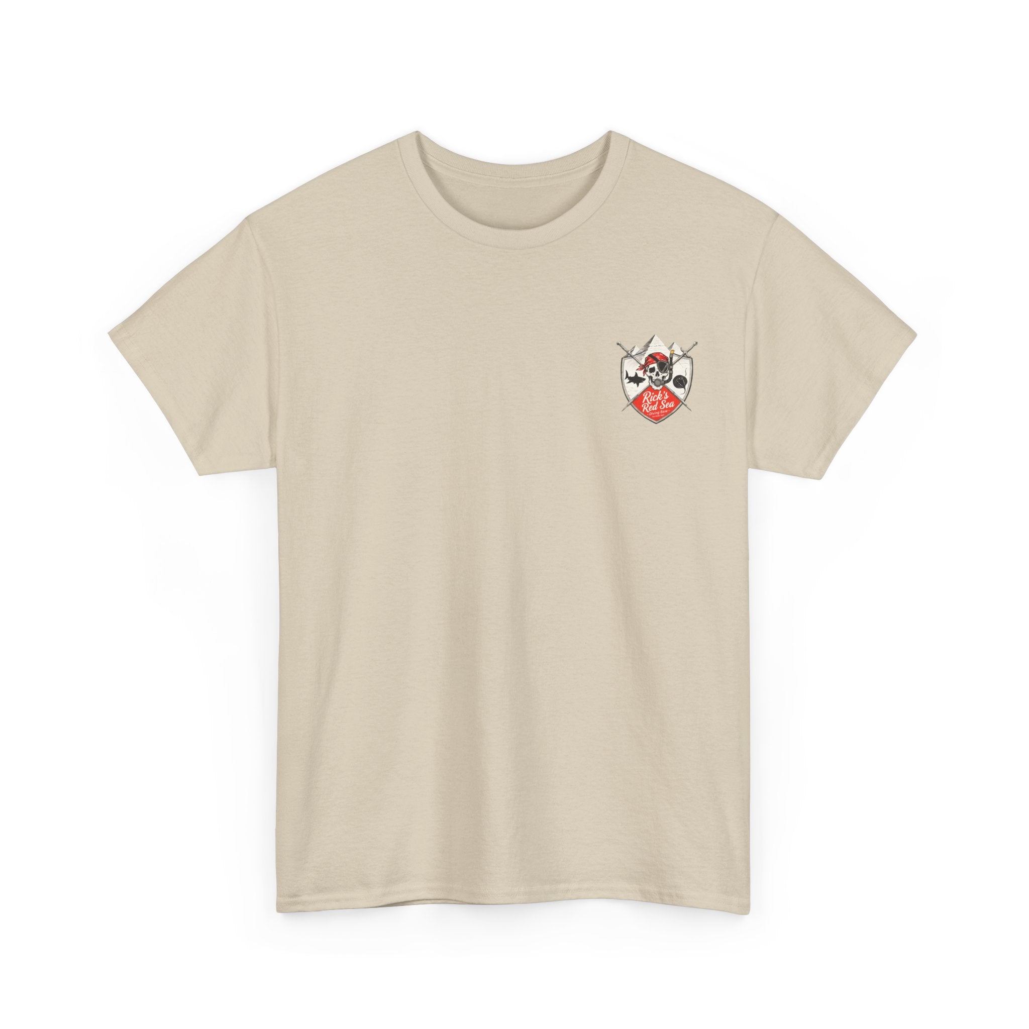 Diving Base Port Ghalib Egypt, Rick's Pirate-Themed Unisex Heavy Cotton Tee, Fun Nautical Shirt, Casual Tee for Summer, Gift for Pirate Lovers, Coastal Adventure Apparel