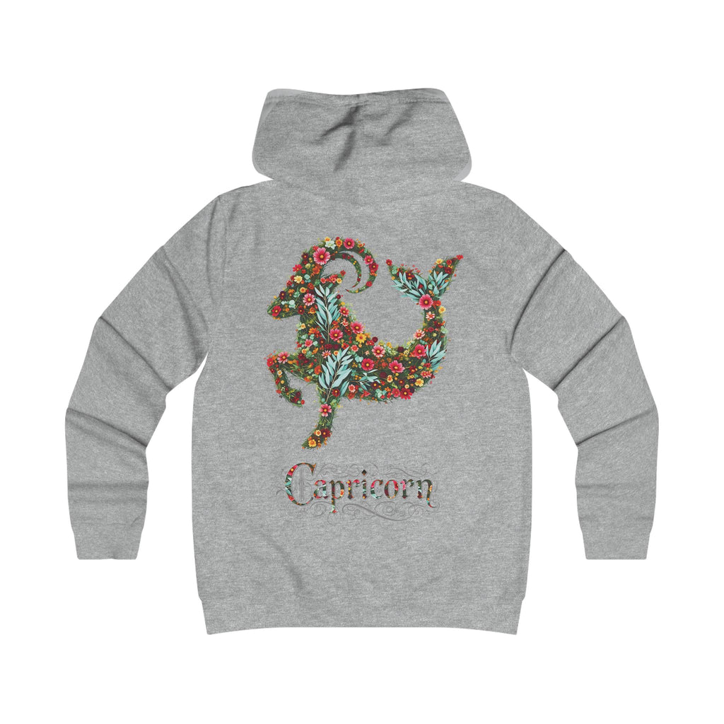 Steinbock: : Backprint, Womens' Hoodie - florales Sternzeichen, Zodiac (Capricorn)
