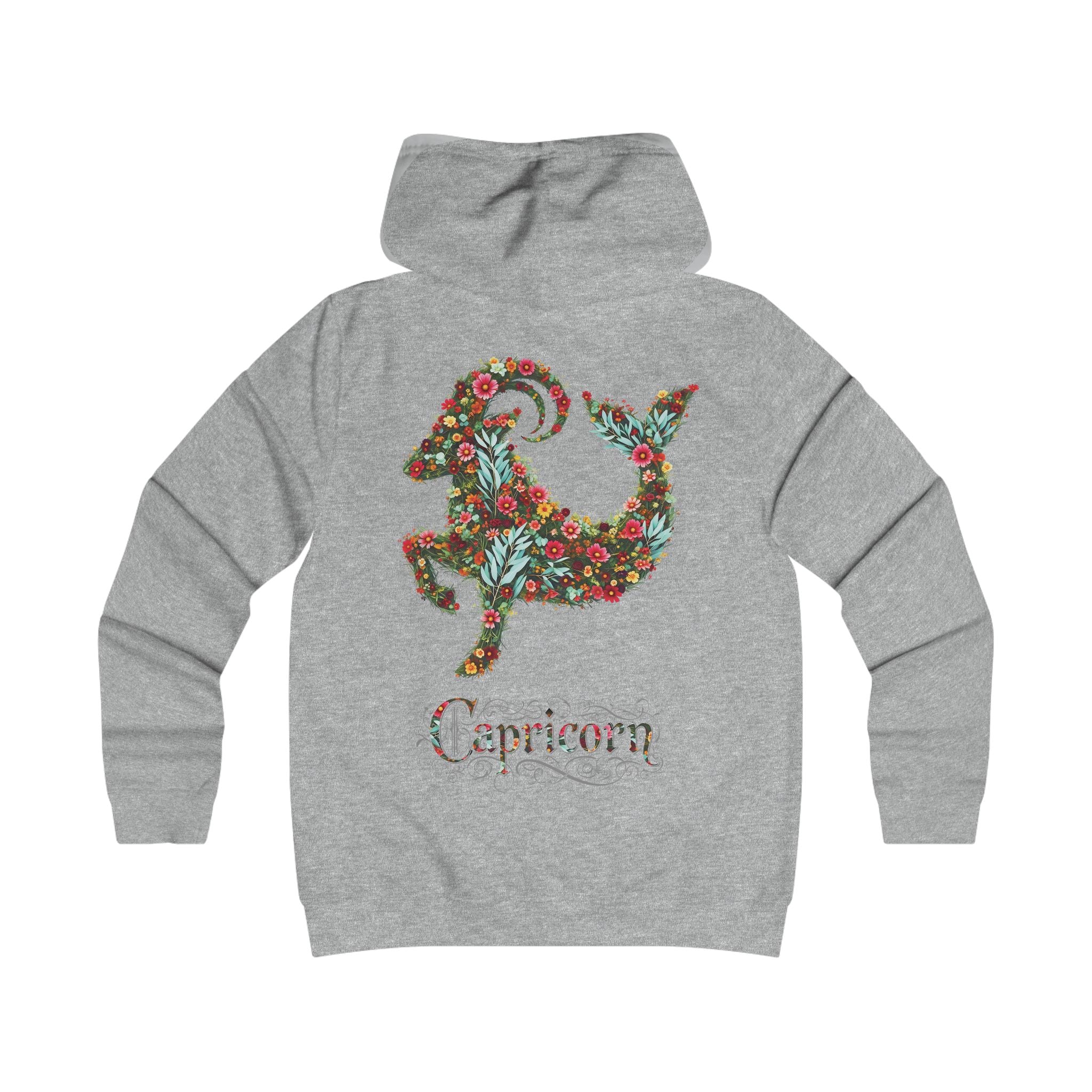 Steinbock: : Backprint, Womens' Hoodie - florales Sternzeichen, Zodiac (Capricorn)