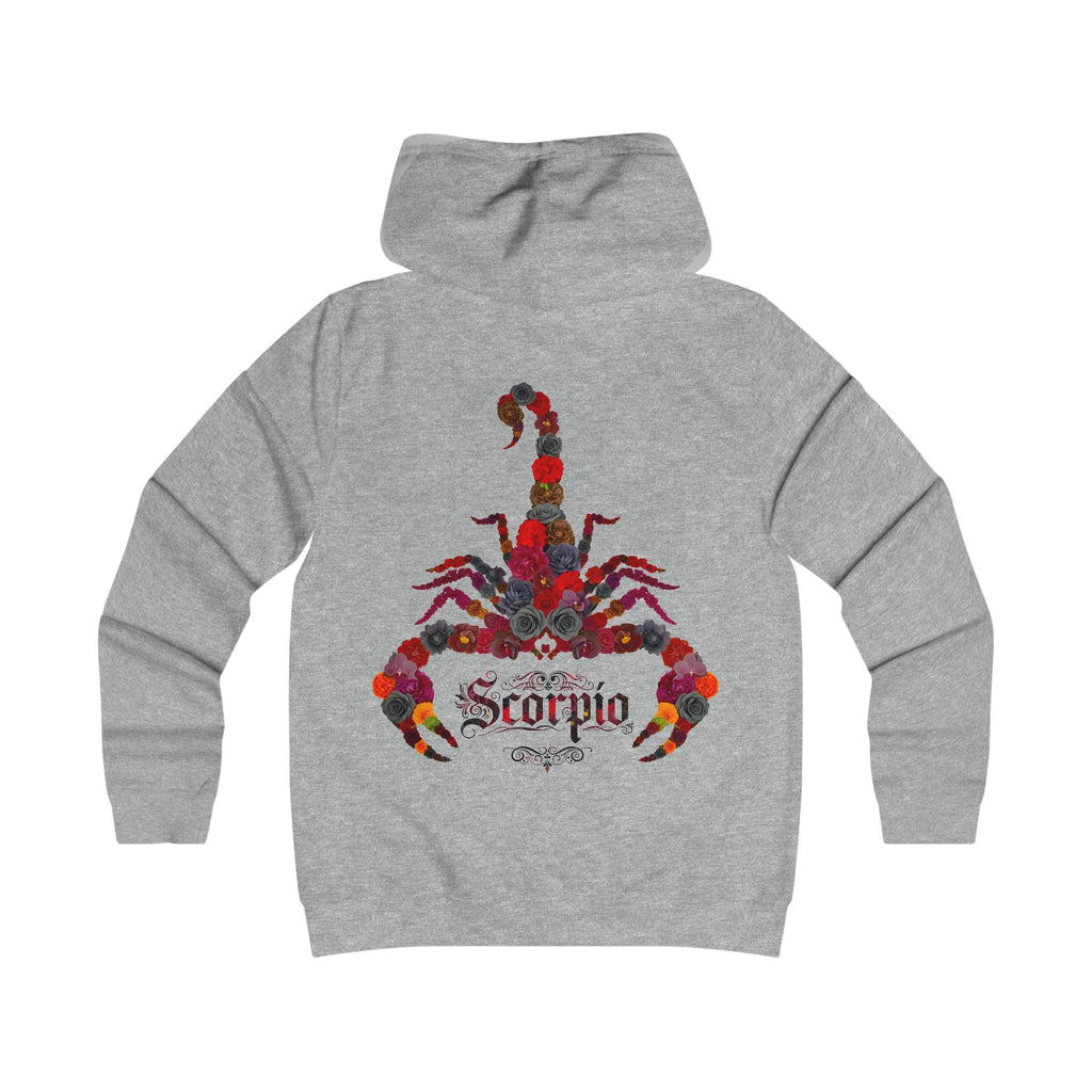 Skorpion: Backprint, Womens' Hoodie - florales Sternzeichen, Zodiac (Scorpio)