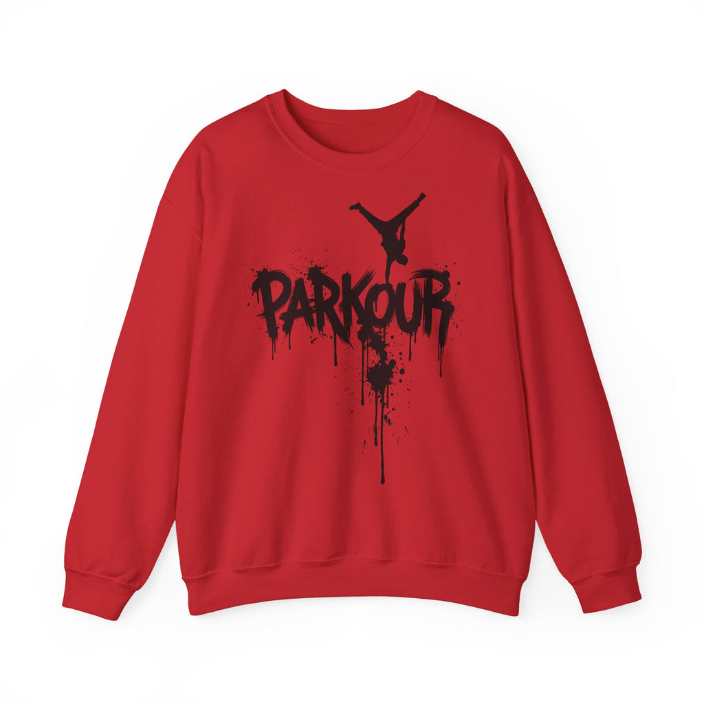 Parkour 05: Frontprint, Unisex Sweatshirt - Urban Stunt Silhouette Crewneck