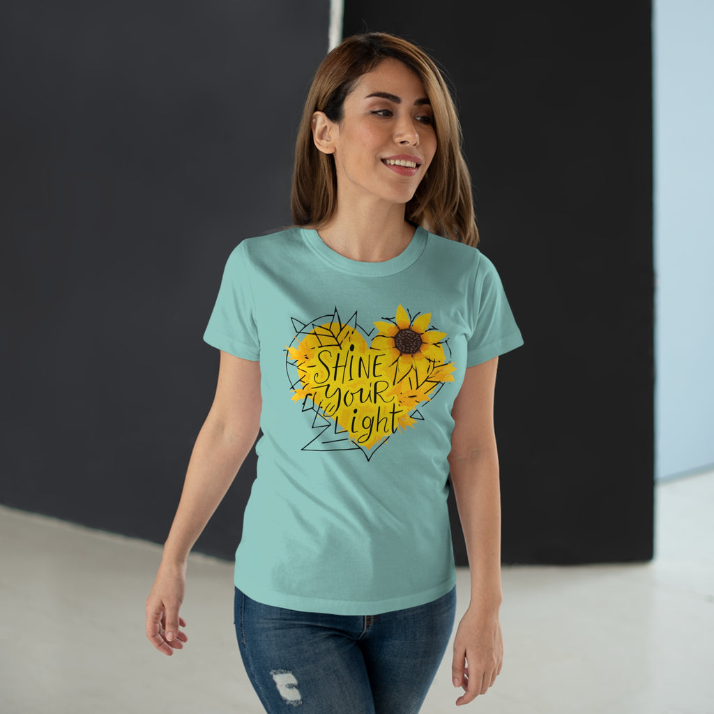 Sunflower Heart, Frontprint, Womens' T-Shirt, Shine Your Light