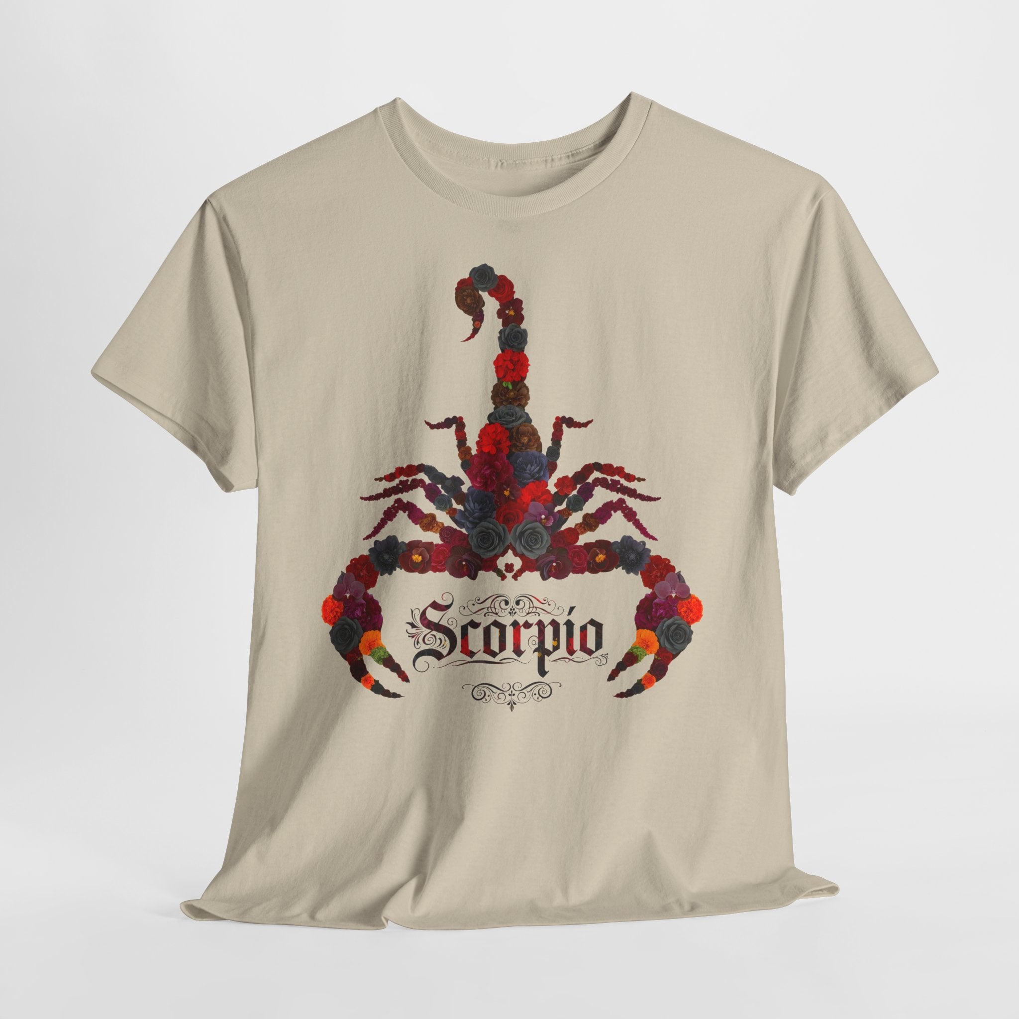 Skorpion: Frontprint, Unisex T-Shirt - Florales Sternzeichen Astrologie (Scorpio)